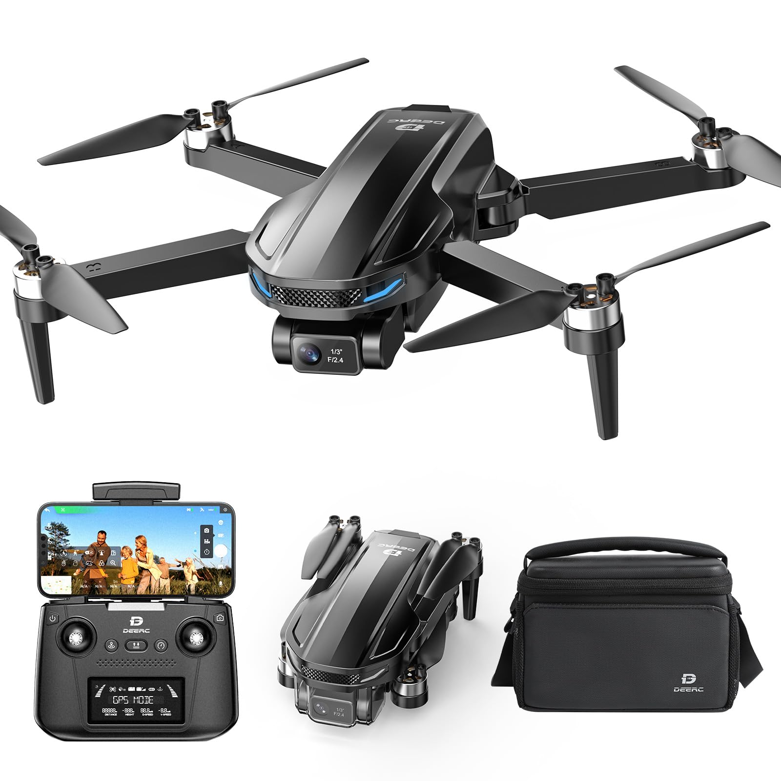 DEERC D65 2-Axis Mechanical Gimbal 4K Drone with GPS, 249g Foldable FPV Quadcopter for Adults - Brushless Motor, 30FPS Video, Follow Me, Auto Return, Wind Resistance - Perfect for Aerial Photography, Travel Vlogging & Outdoor Adventures