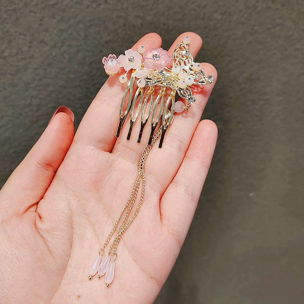Elegant Butterfly Wedding Hair Comb with Tassel - Bridal Hair Accessories for Side Updos, Vintage Hairstyles & Special Occasions