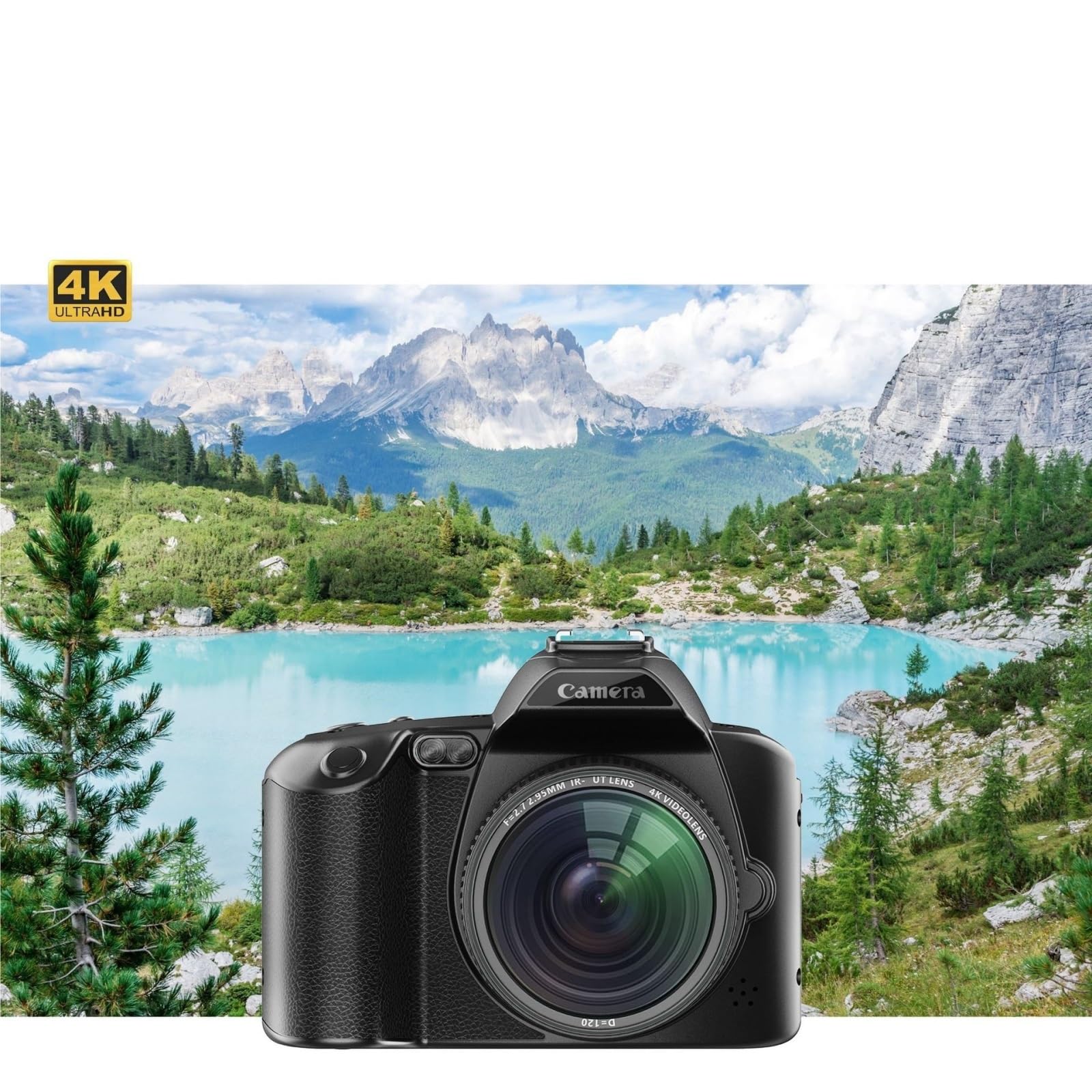 4K HD WiFi DSLR Camera with Dual Lens & 64MP Beauty Mode - Night Vision Video Camera for Vlogging, YouTube & Travel Photography (D5+Card Reader, No Memory Included) - Perfect for Content Creators, Travel Vloggers & Night Photography Enthusiasts