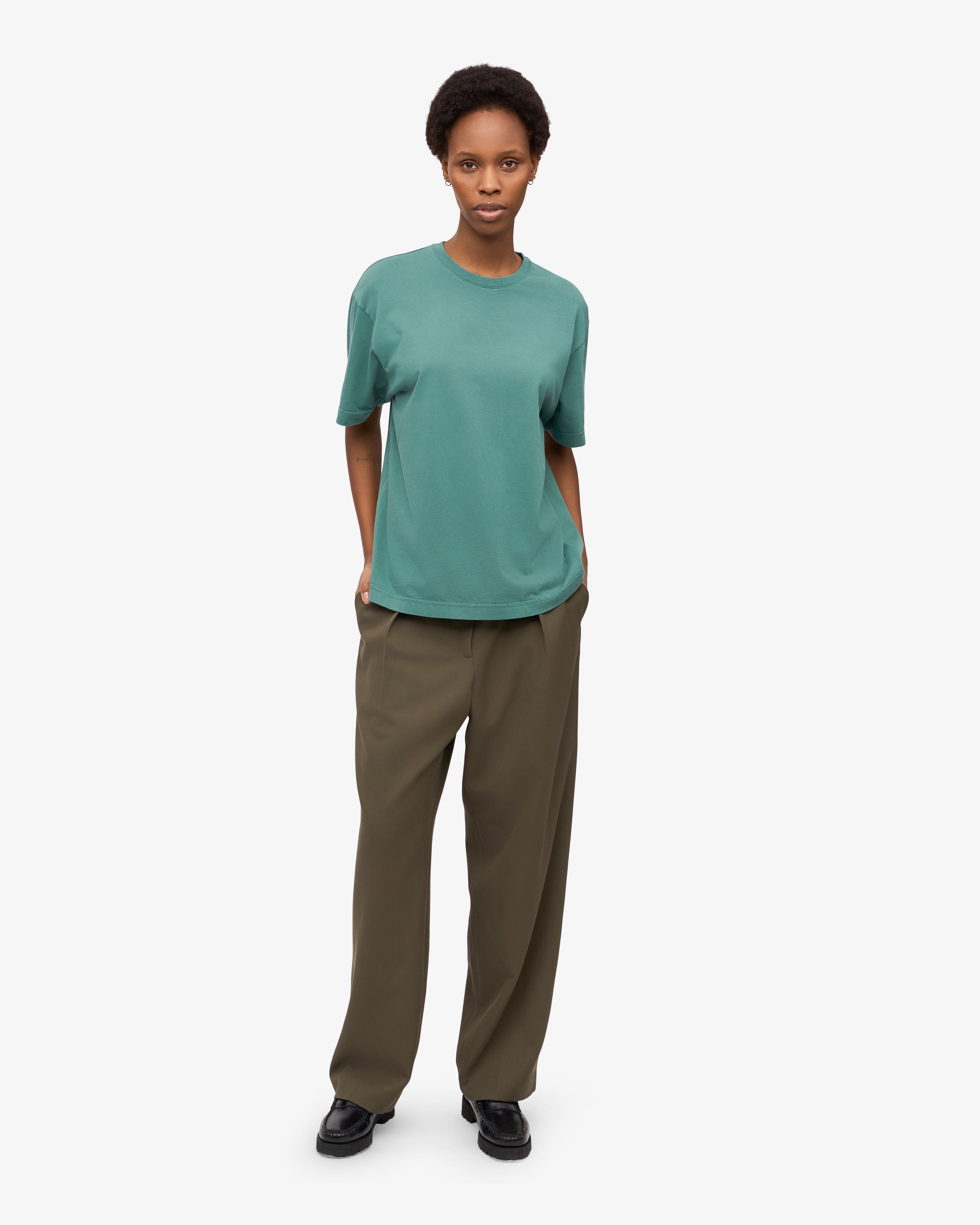 Organic Oversized T-Shirt for Women - Soft & Comfortable Pine Green Tee - Perfect for Casual Wear, Loungewear & Street Style