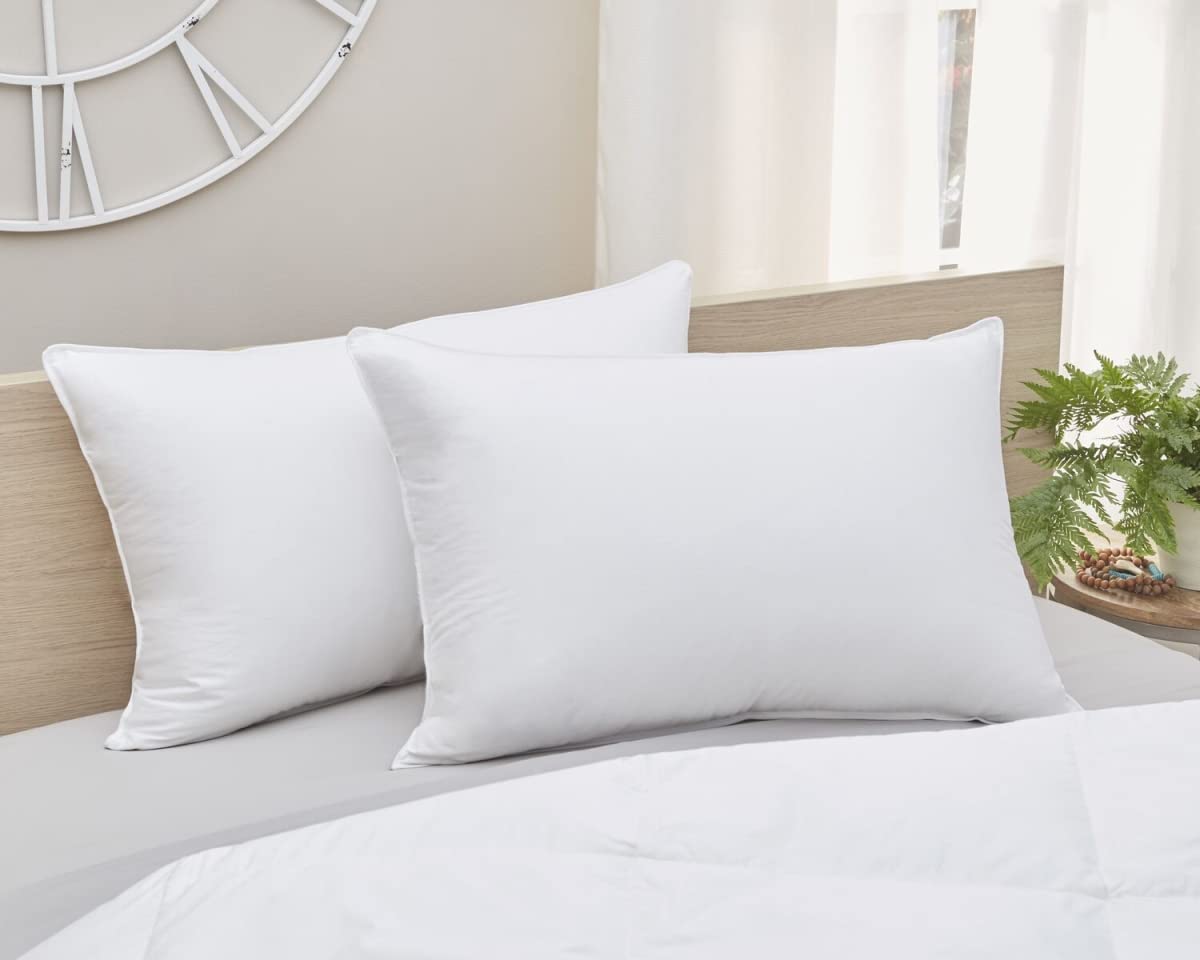 330 Thread Count Queen Size Firm Pillow for Back and Side Sleepers - Supportive & Comfortable for Neck Pain Relief - Perfect for Home, Hotel, and Travel Use