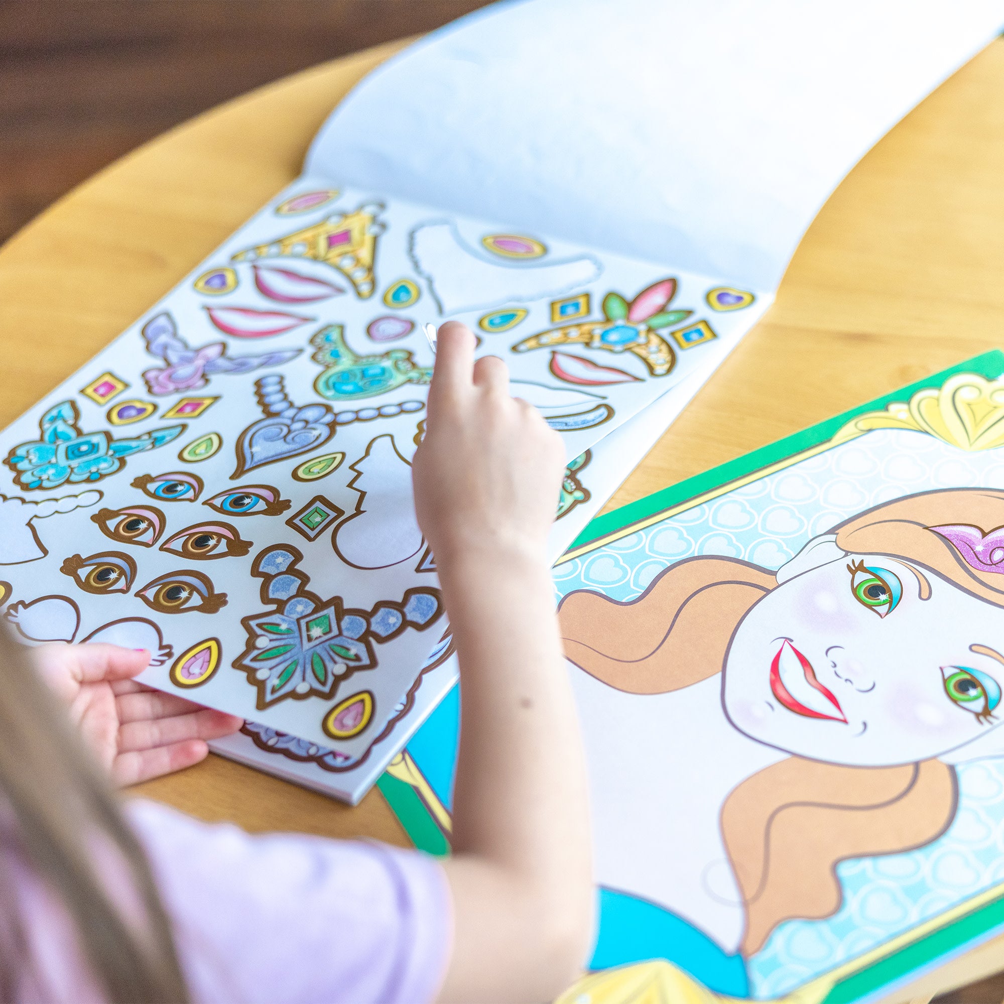 Sparkling Princess Face Sticker Pad for Kids - DIY Fun Stickers for Parties, Scrapbooking & Creative Play