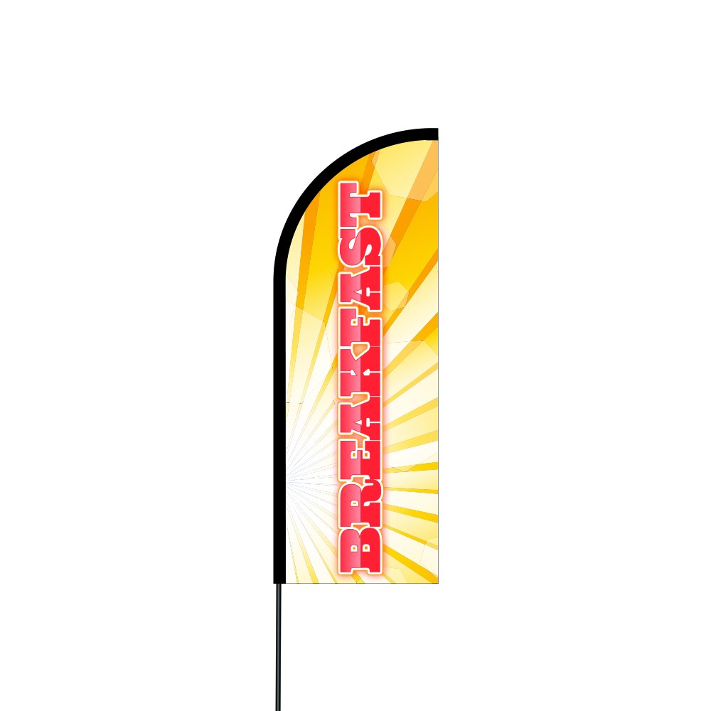 Premium Outdoor Advertising Flex Banner & Swooper Feather Flag - 11ft Carbon Composite Pole Kit with Ground Spike - Ideal for Restaurants, Fast Food, Food Courts & Breakfast Stalls - Perfect for Outdoor Events, Grand Openings & Promotions
