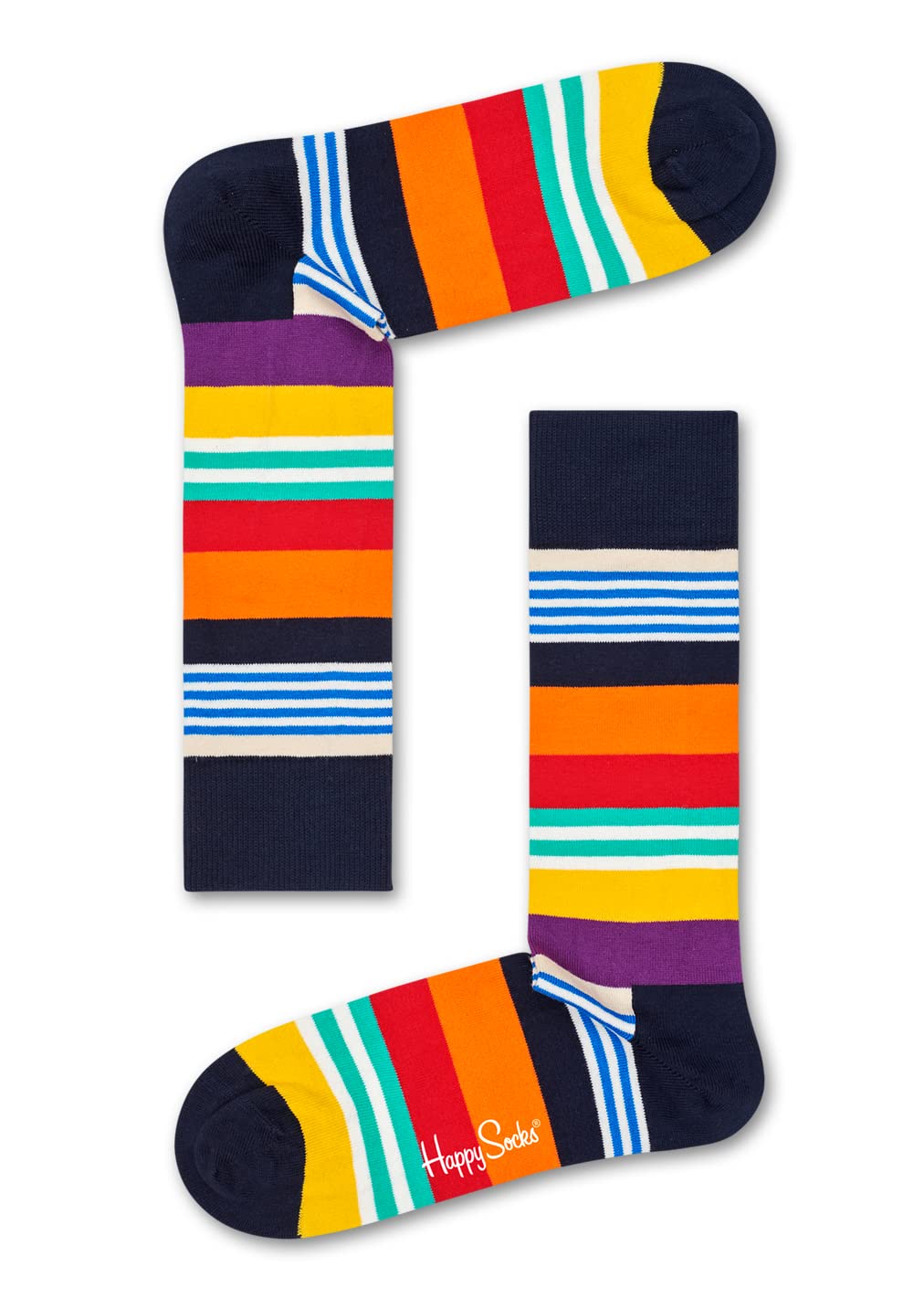 Happy Socks for Men - Colorful Striped Cotton Crew Socks (3-Pack) - Comfortable & Breathable for Daily Wear, Workout, and Casual Outfits