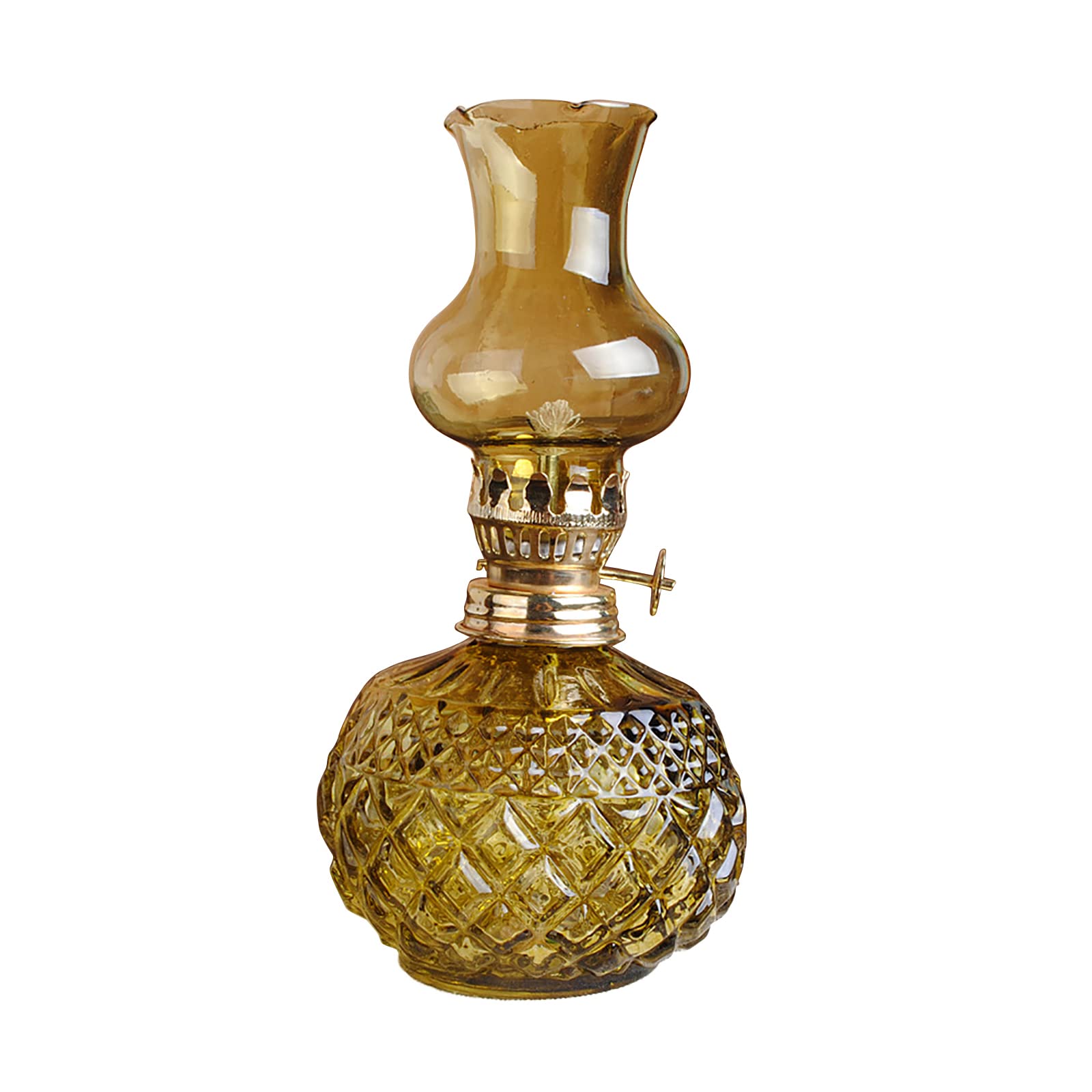 Vintage Spherical Kerosene Oil Lamp with Clear Glass Shade - Adjustable Flame Switch for Home Decor, Emergency Lighting & Outdoor Camping (Yellow)