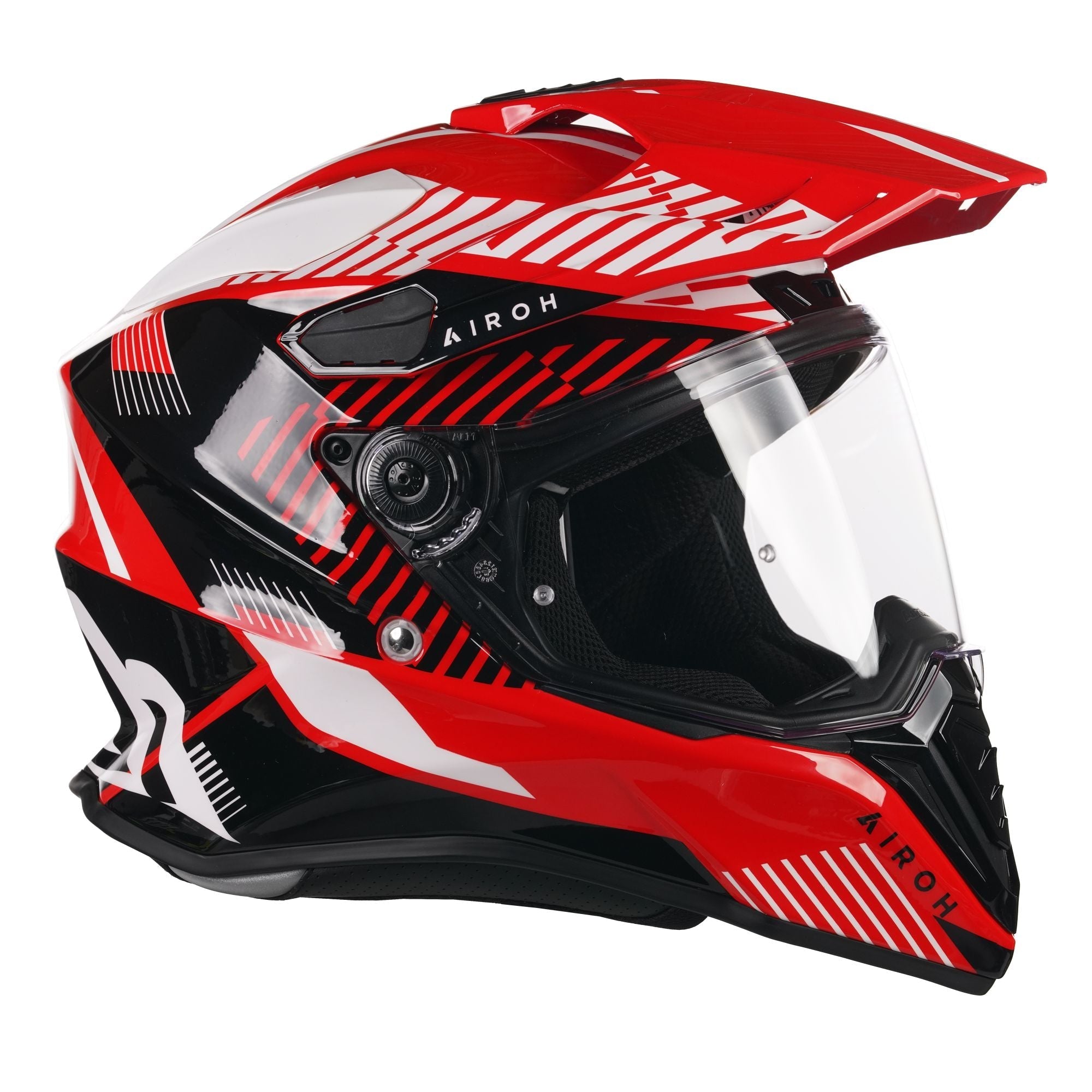Airoh Commander Adventure Gloss Boost Red Motorcycle Helmet - Lightweight DOT Certified Full Face Helmet for Street & Off-Road Biking - Perfect for Adventure Touring & Long-Distance Riding