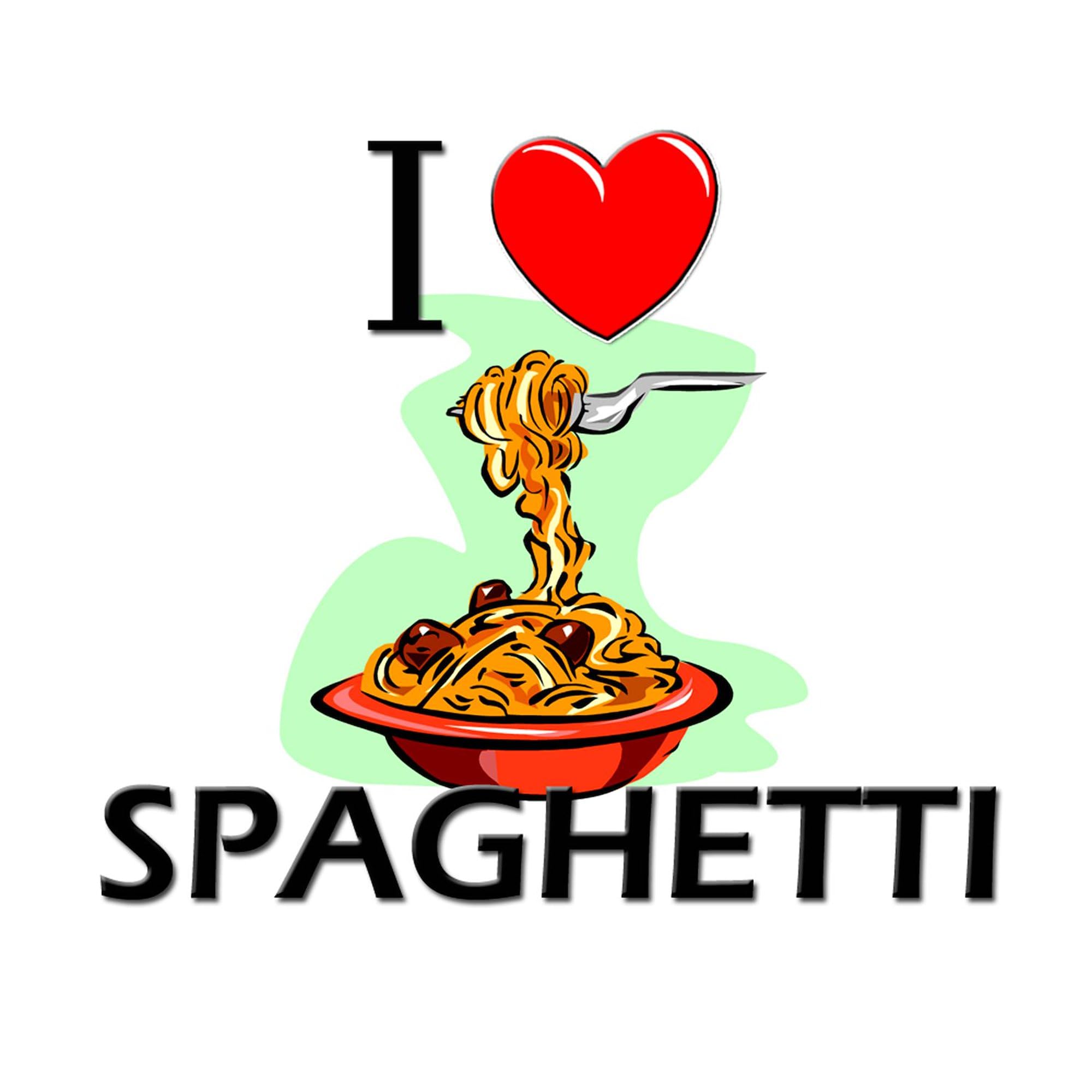 I Love Spaghetti Rectangle Bumper Sticker - Waterproof Vinyl Car Decal for Cars, Laptops & Windows - Funny Italian Food Lover Gift