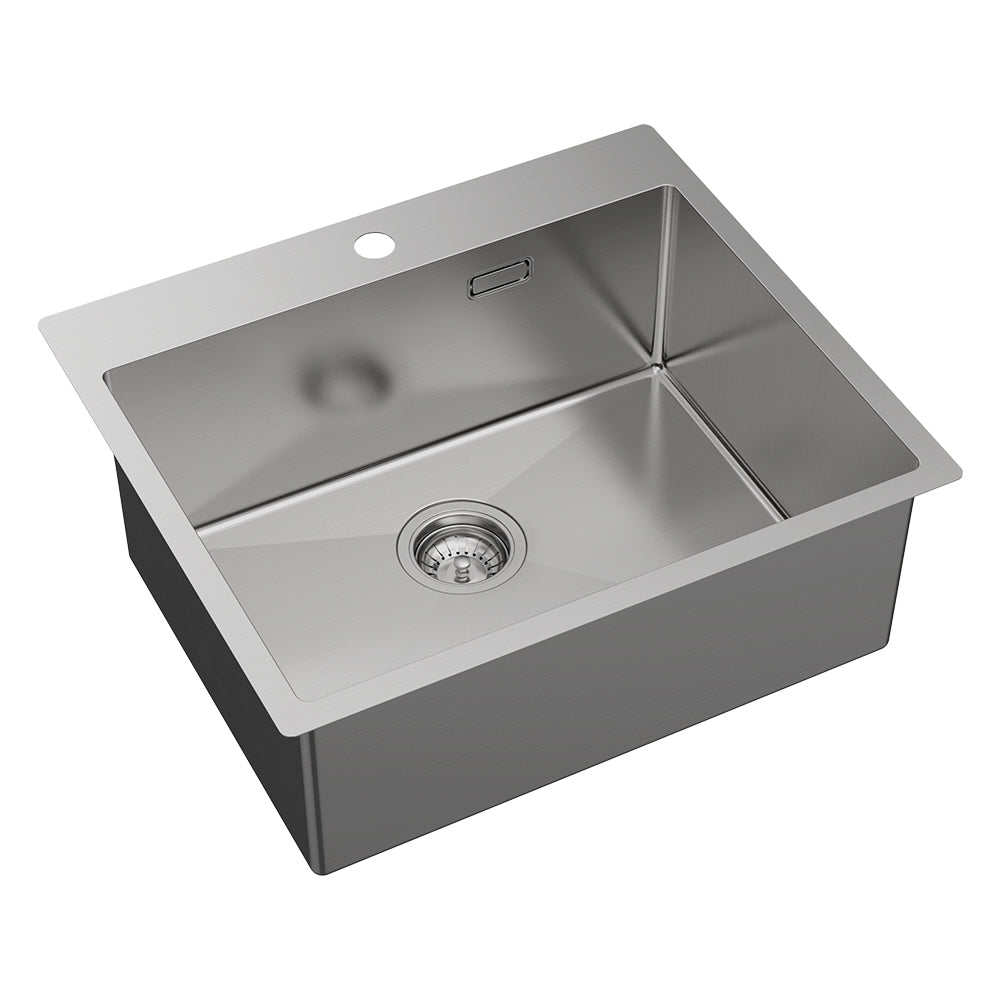 Fienza 50L Square Laundry Utility Sink with Overflow - Heavy Duty Stainless Steel Basin for Laundry Room, Garage, Workshop & Outdoor Use
