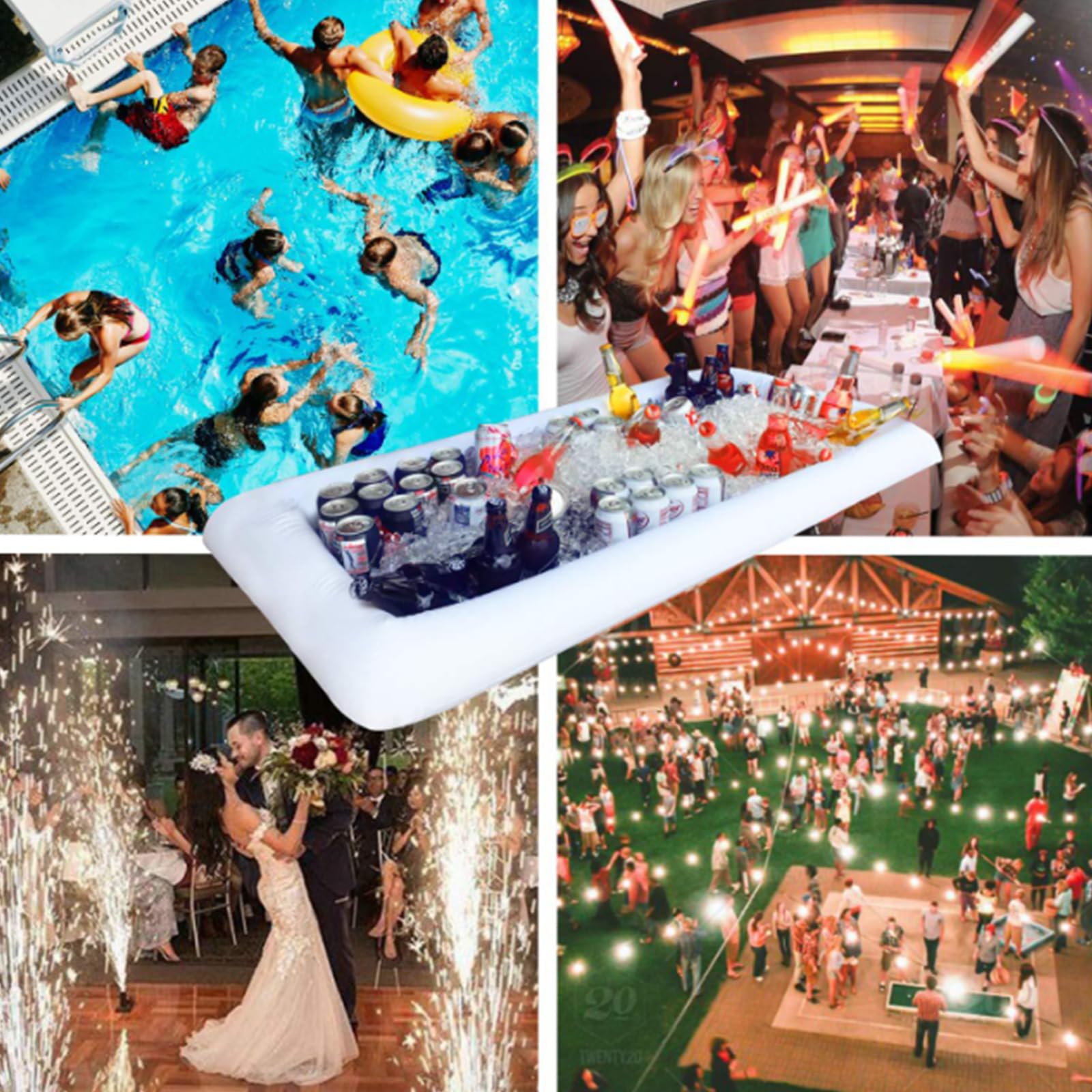 **Inflatable Serving Bar Tray with Drain Plug - Perfect for BBQ, Picnic, Pool Party, Buffet & Camping - Salad, Ice, Food & Drink Container (Pack of 1) - Ideal for Outdoor Gatherings, Beach Parties & Tailgating**