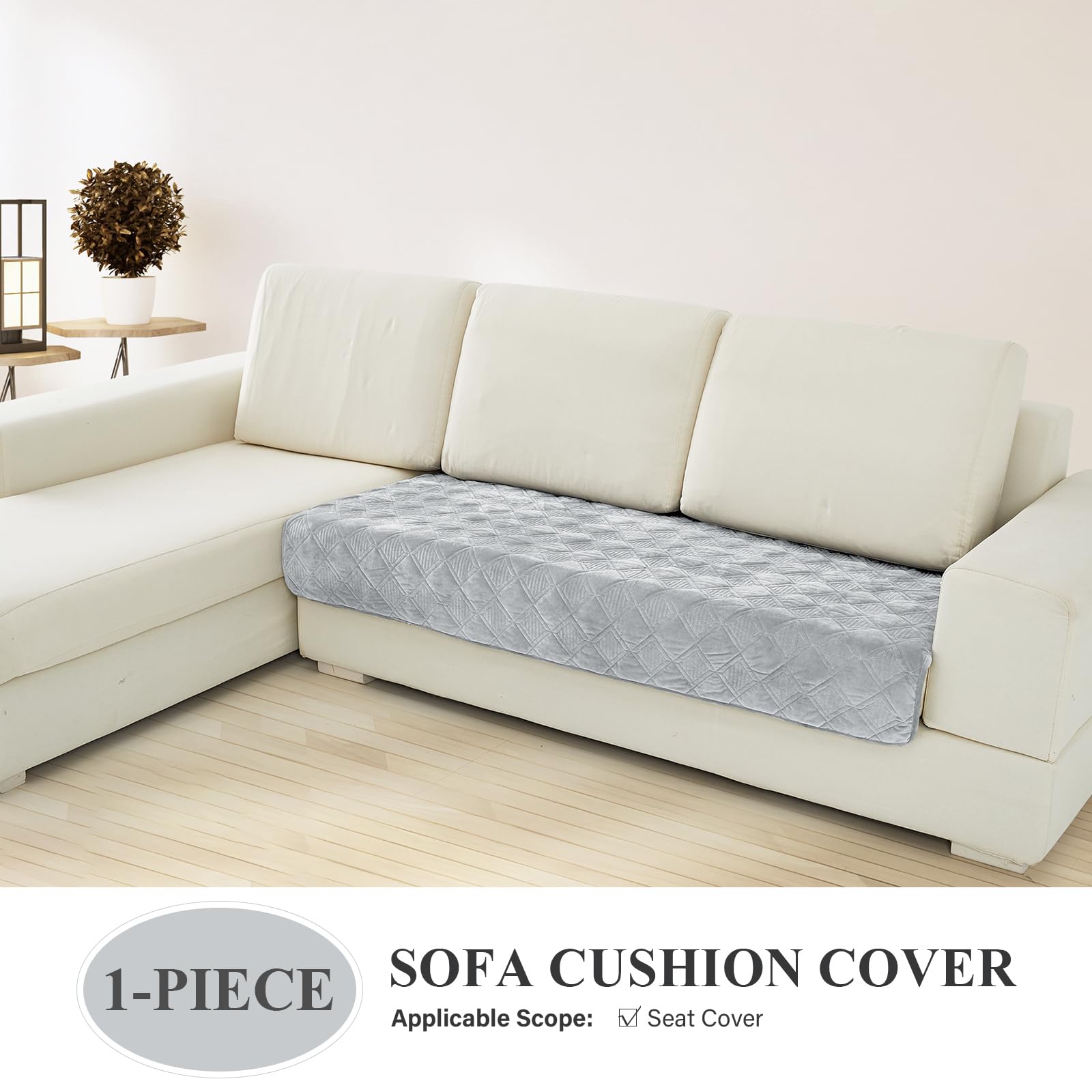 Deep Dream 3-Cushion Sectional Sofa Cover - Anti-Slip Pet-Friendly Recliner Loveseat Cover for L-Shaped Couches, 28x70 Inches, Light Gray (1 Piece) - Perfect for Living Room, Family Room & Pet-Friendly Homes
