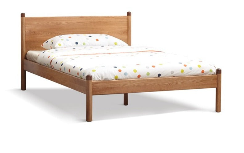 Solid Oak Wood Kids Bed - Sturdy & Safe Children's Bedroom Furniture for Toddlers & Teens - Perfect for Bedrooms, Daycare, and Guest Rooms
