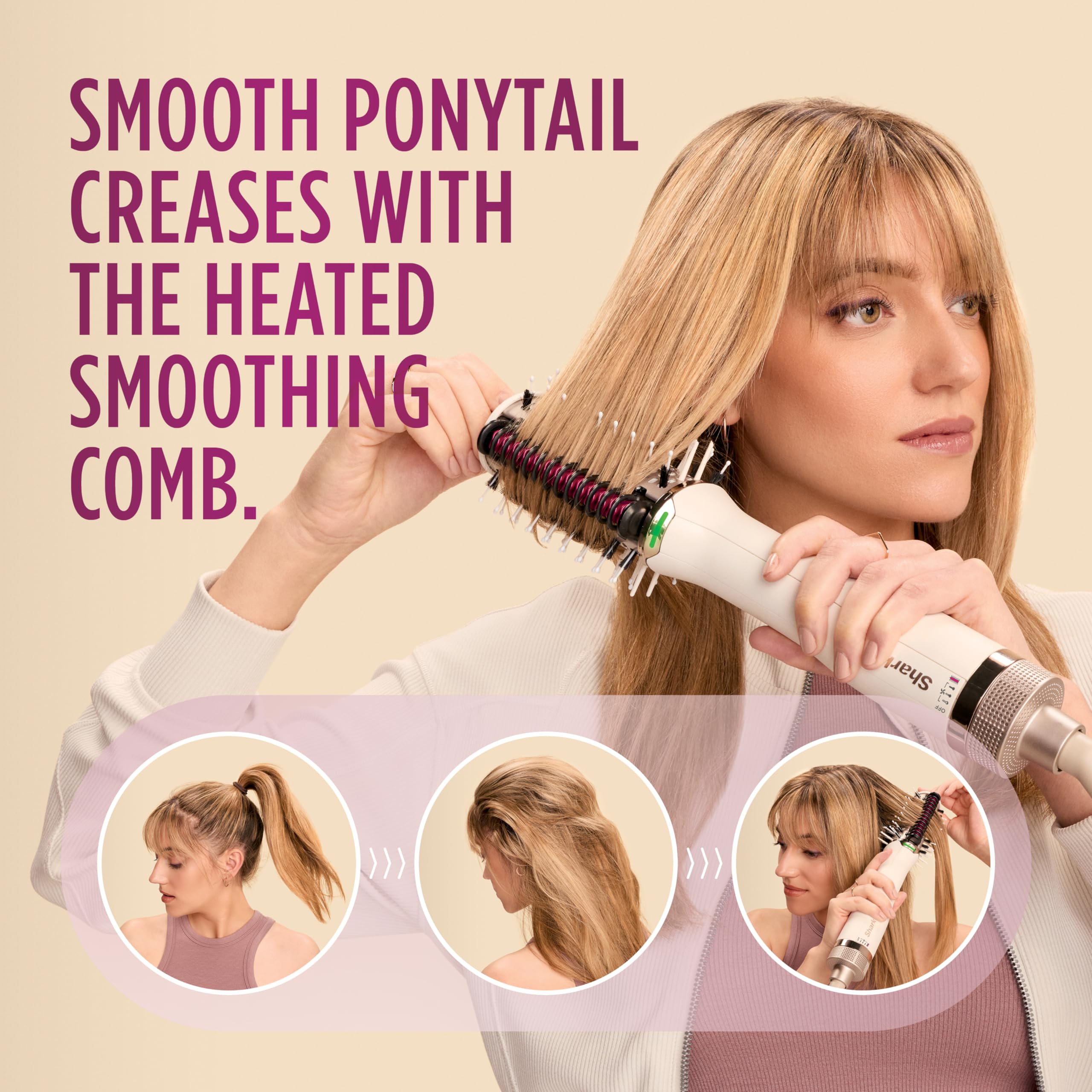 Shark HT202 SmoothStyle Heated Comb & Blow Dryer Brush - 2-in-1 Dual Mode Styling Tool for Straightening & Volumizing All Hair Types with Silk Technology | Perfect for Home Use, Salon Styling & Travel Hair Care