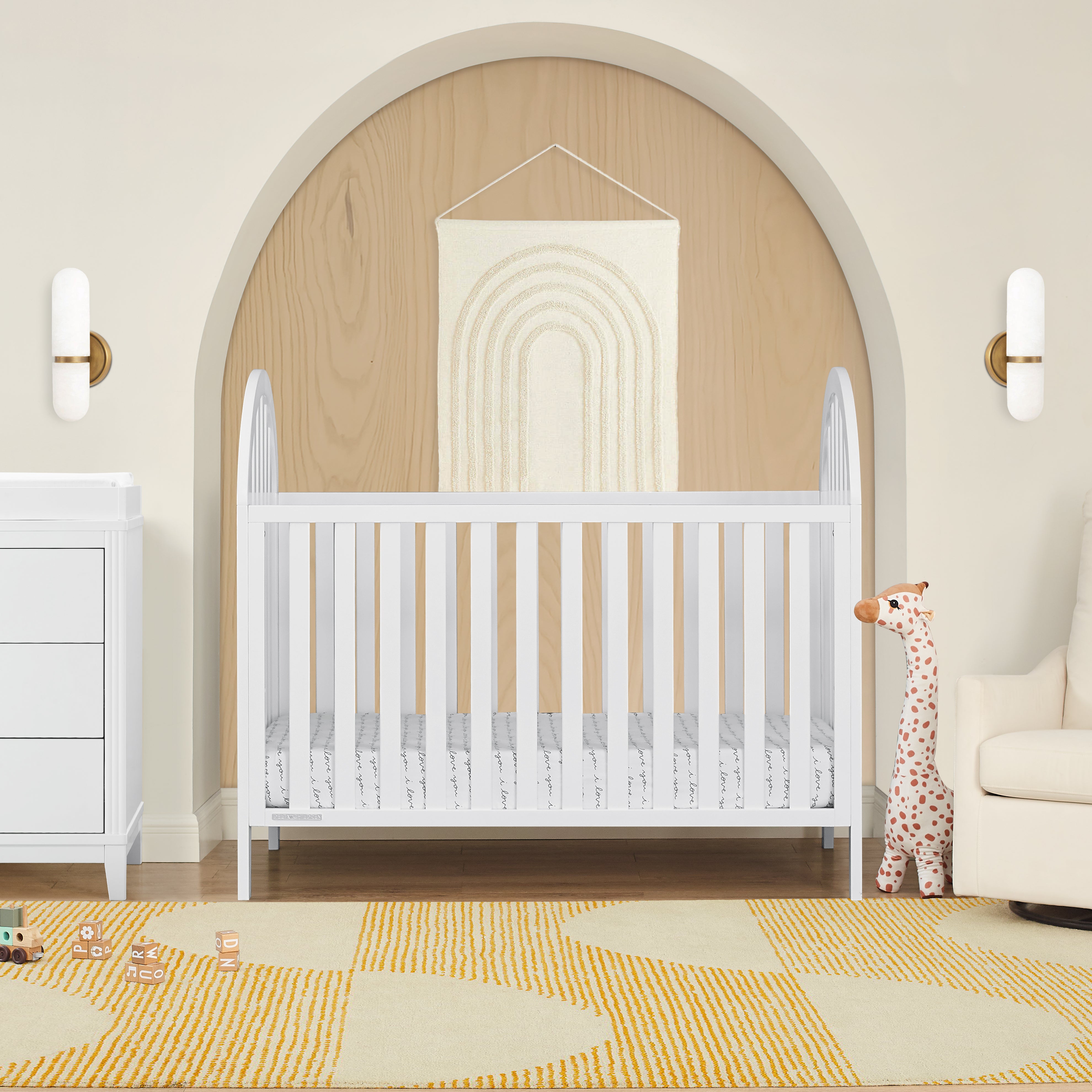 Milano 4-in-1 Convertible Baby Crib - Toddler Bed, Daybed & Full-Size Bed - Nursery Furniture for Boys & Girls - Perfect for Newborn to Teen Years