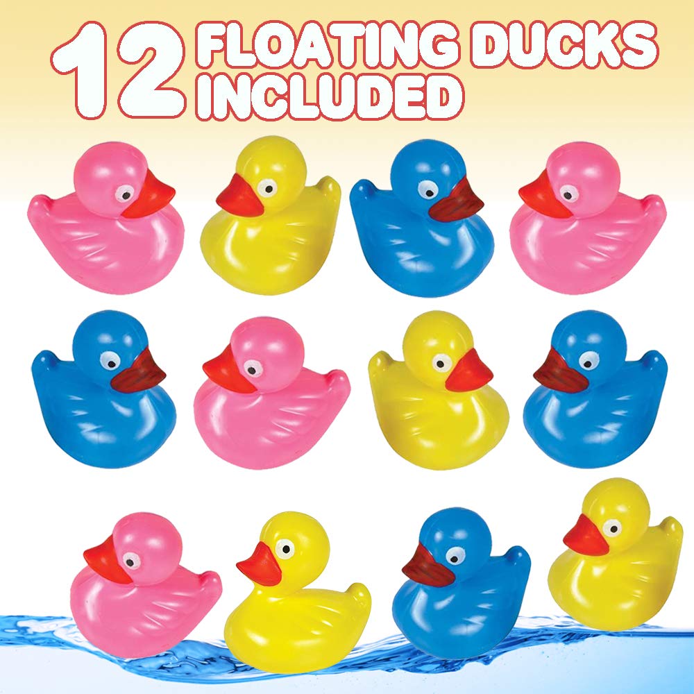 ArtCreativity 12-Pack Floating Plastic Duck Toys for Kids - Durable Bath Tub Water Toys, Carnival & Birthday Party Supplies, Goodie Bag Fillers - Perfect for Pool Parties, Baby Showers & Summer Fun
