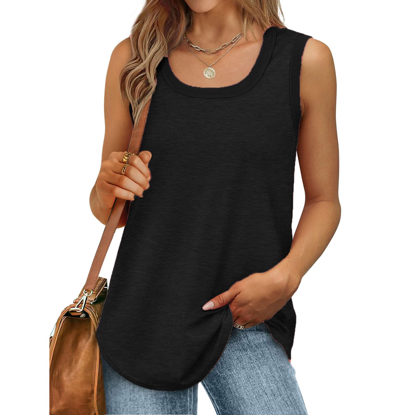 Women's Summer Tank Tops - Loose Fit Sleeveless Long T-Shirt, Flowy O-Neck Casual Tunic Basic Tee (2024 Trendy) | Perfect for Beach, Yoga & Everyday Wear