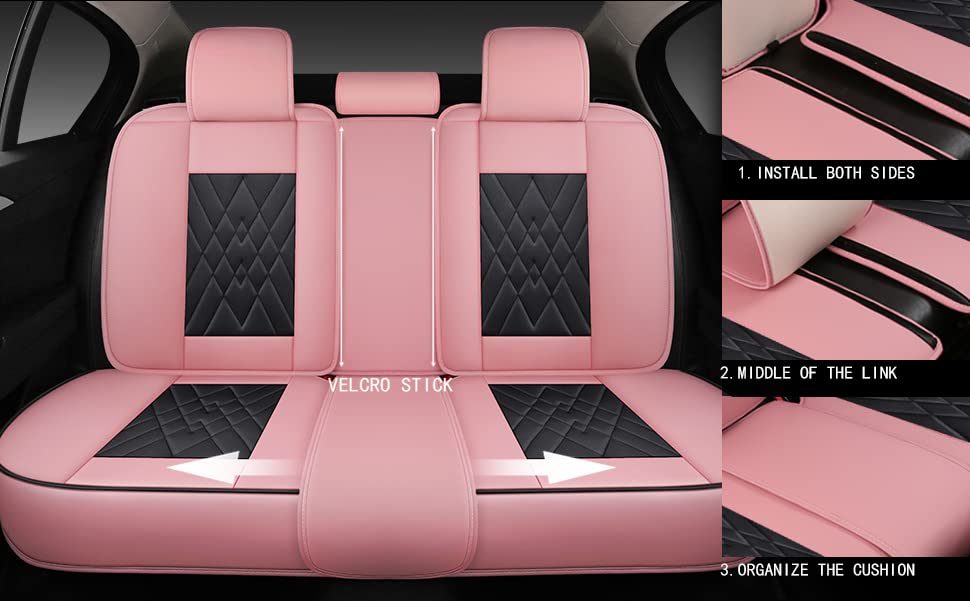 Premium Quiln02 Leather Car Seat Covers - 5-Piece Full Set Universal Fit for Most Cars, SUVs & Pickup Trucks | Airbag Compatible | Black-Red Design | Perfect for Daily Commute, Road Trips & Vehicle Protection