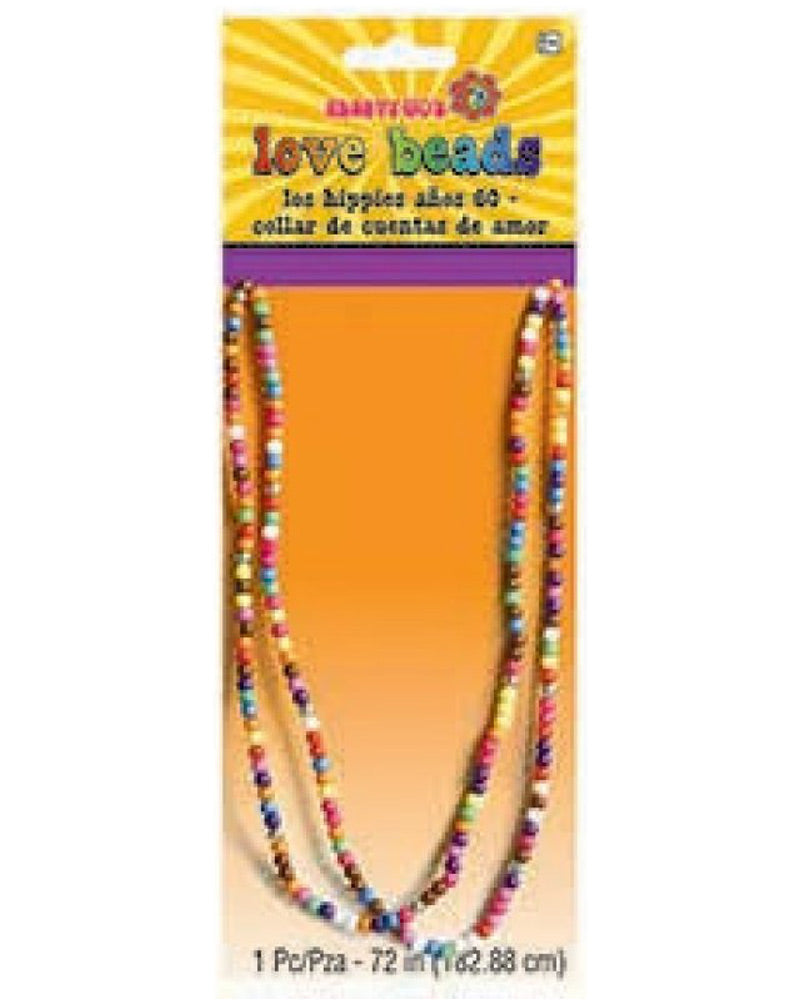 60s Hippie Love Beads Necklace - Vintage Festival Jewelry for Woodstock, Coachella & Music Festivals - Boho Chic Accessory for Women & Men