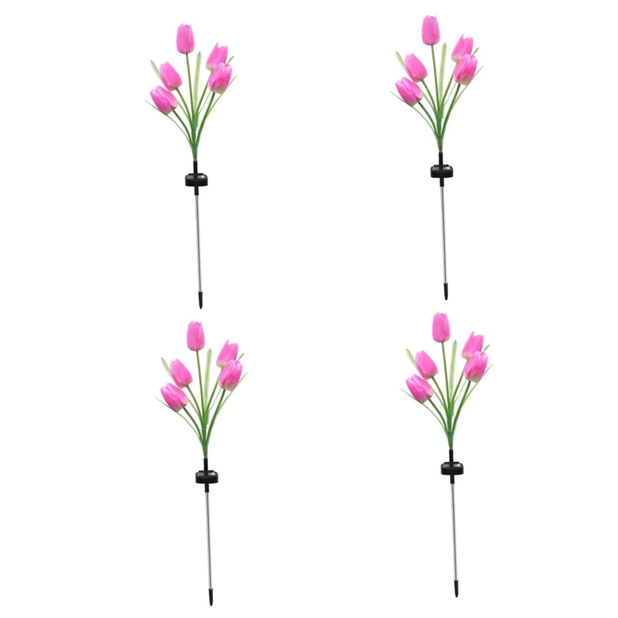 BESPORTBLE 4-Pack Solar Tulip Lights - Waterproof Outdoor Solar Garden Lights for Lawn, Pathway, Yard Decoration - Solar Powered LED Flower Lights for Landscape, Patio, Backyard, and Garden Decor