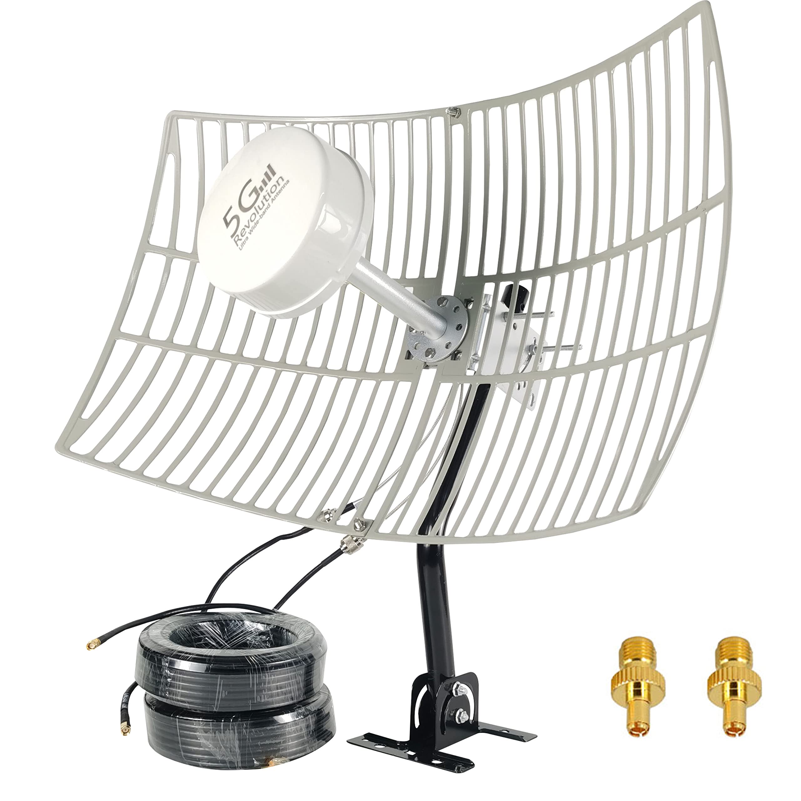 **High Gain 30dBi 5G/4G LTE MIMO Directional Parabolic Antenna Kit - 698-6000MHz for Long Range WiFi Hotspot, Modem & Router - Includes SMA & TS9 Cables & Pole Mount - Ideal for Rural Internet, RV Travel & Outdoor Connectivity**