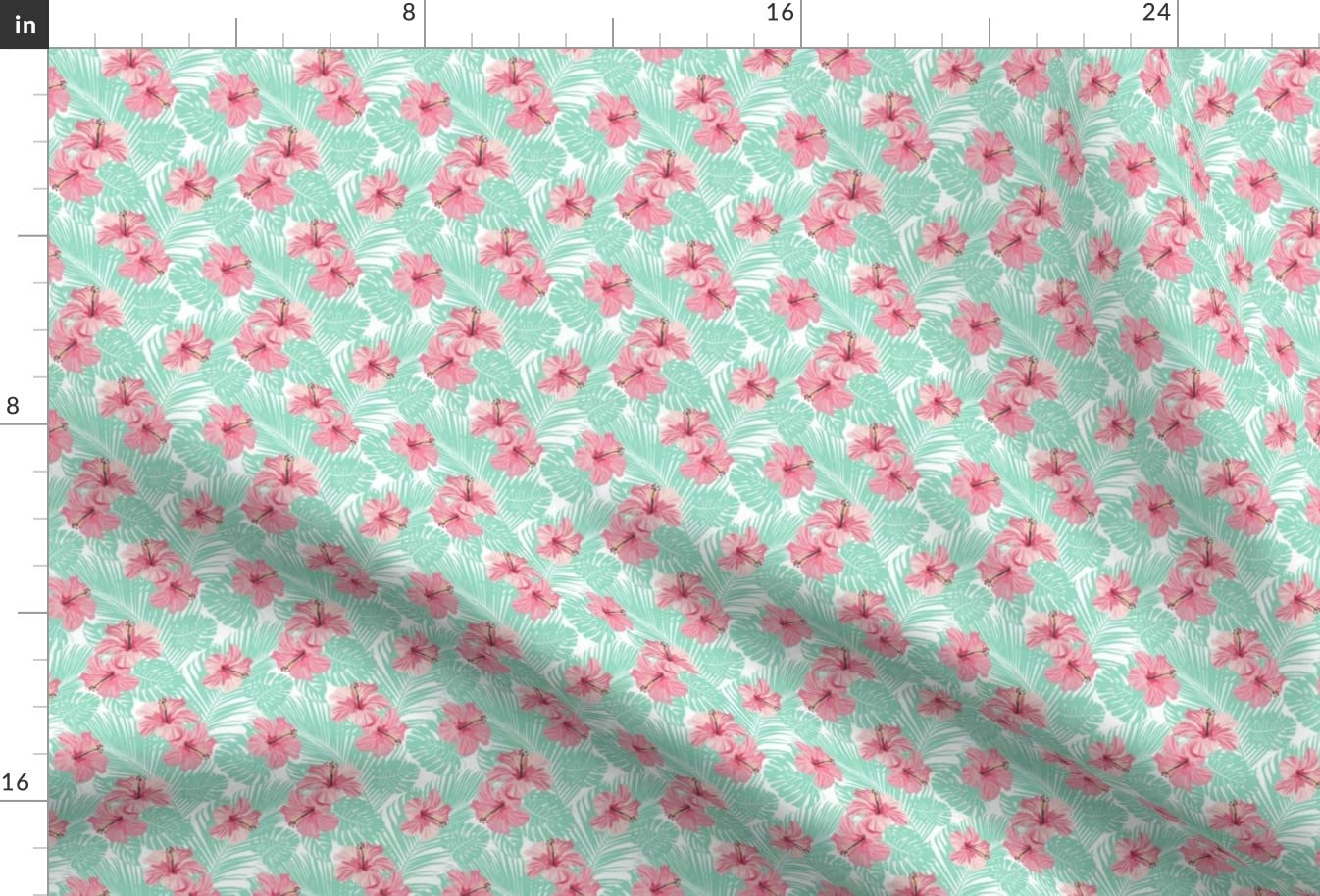 Hibiscus Tropical Floral Printed Minky Fabric - Teal Hawaii Summer Beach Design Fat Quarter for Sewing Baby Blankets, Quilt Backing & Plush Projects - Soft & Cozy Fabric for DIY Crafts, Nursery Decor & Home Accessories