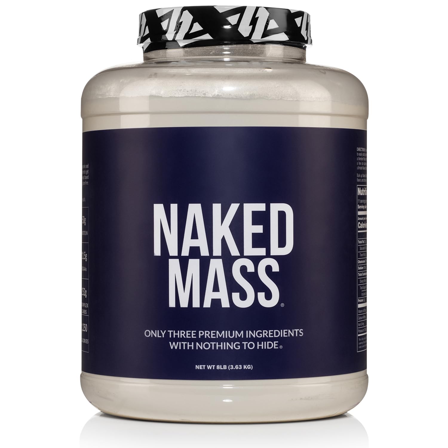 Naked Mass Natural Weight Gainer Protein Powder - 8 LB Bulk, GMO Free, Gluten Free & Soy Free, No Artificial Ingredients - 1,250 Calories per Serving | Muscle Building & Post-Workout Recovery for Athletes & Bodybuilders