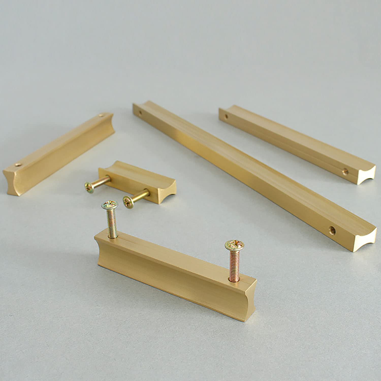Brushed Brass Cabinet Handles - Modern Kitchen & Wardrobe Drawer Pulls - 50mm & 380mm Furniture Hardware Knobs - Perfect for Home Renovation & DIY Projects