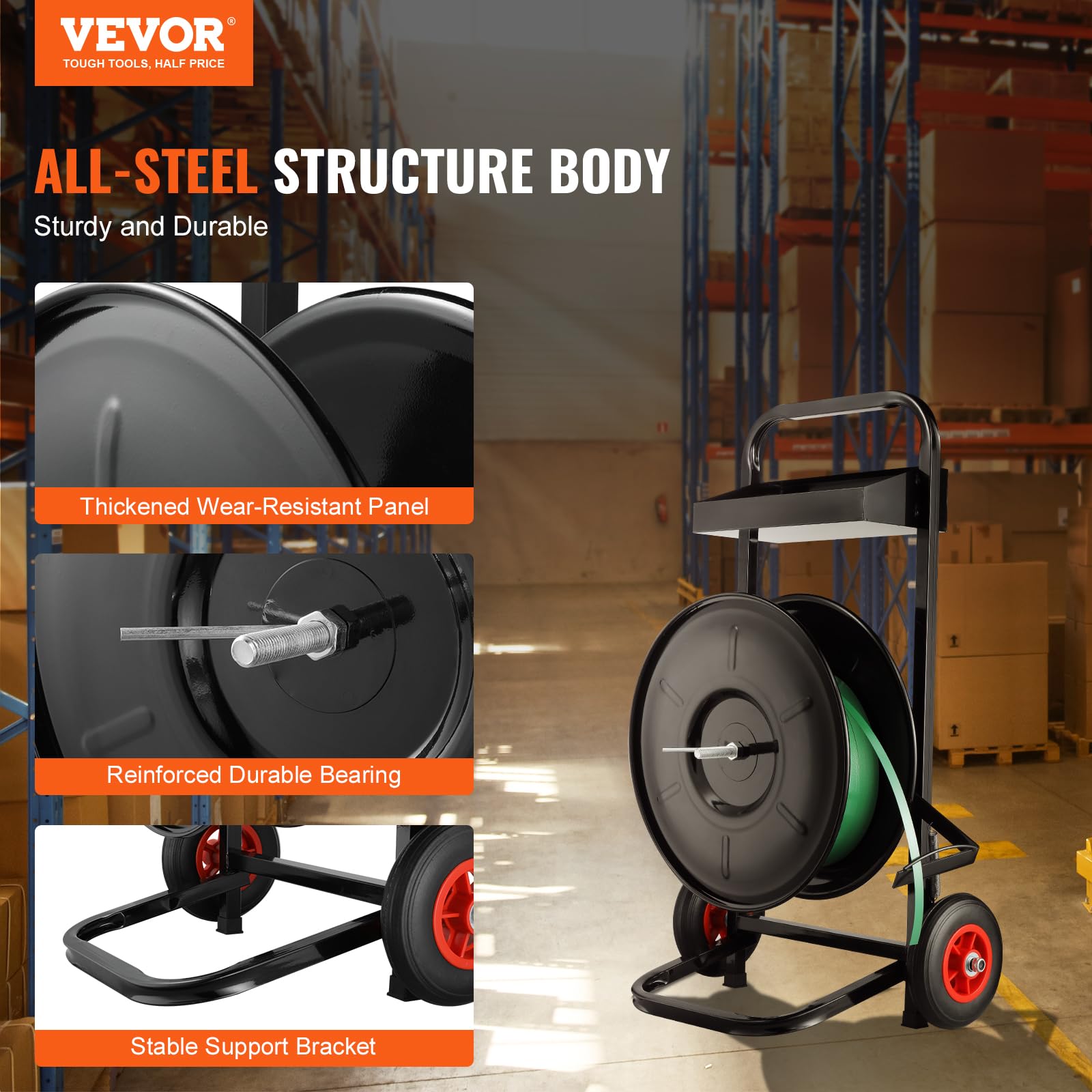 VEVOR Heavy Duty Strapping Cart for PET/PP/Fiber Strapping Coils - 8