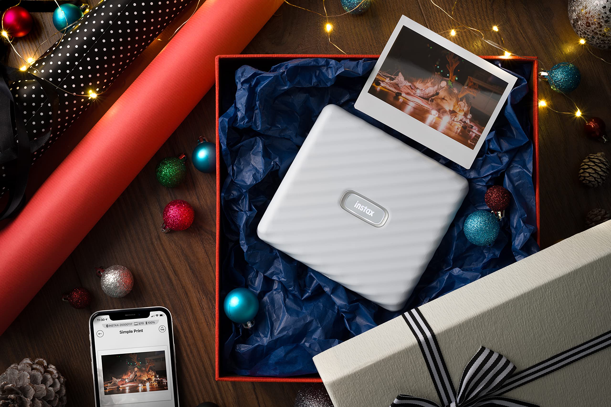 Fujifilm Instax Link Wide Instant Photo Printer with 20 Sheets of Film - Ash White | Print Polaroid-Style Photos for Parties, Travel & Scrapbooking