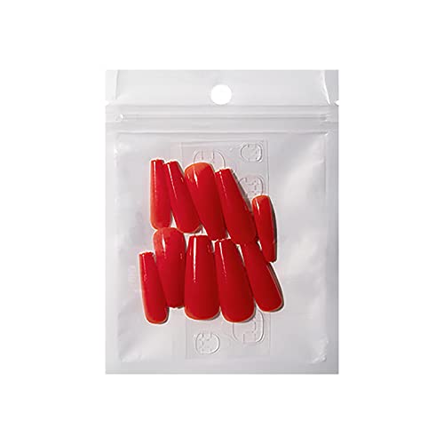 QBQCBB 10Pcs Coffin Press On Nails - Full Cover Long Acrylic False Nails with Double Sided Stickers, Glossy Finish for Women | Perfect for Parties, Weddings & Daily Wear