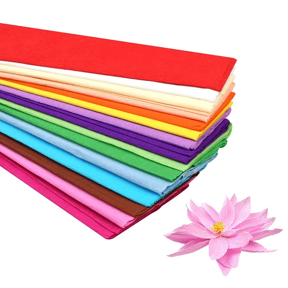 10Pcs 50x100cm Crepe Paper Rolls for DIY Crafts, Flower Making, Scrapbooking & Party Decorations - Crinkled Wrapping Paper for Gift Bags, Table Centerpieces & Home Decoration