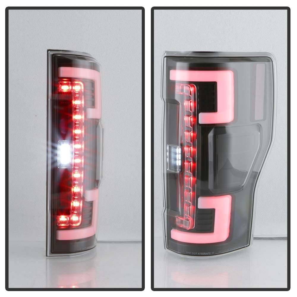 ACANII Full LED Tail Lights Brake Lamps - Compatible with 2017-2019 Ford F250 F350 Super Duty (LED & Blind Spot Models) - Black Housing - Enhanced Visibility & Safety for Night Driving & Towing