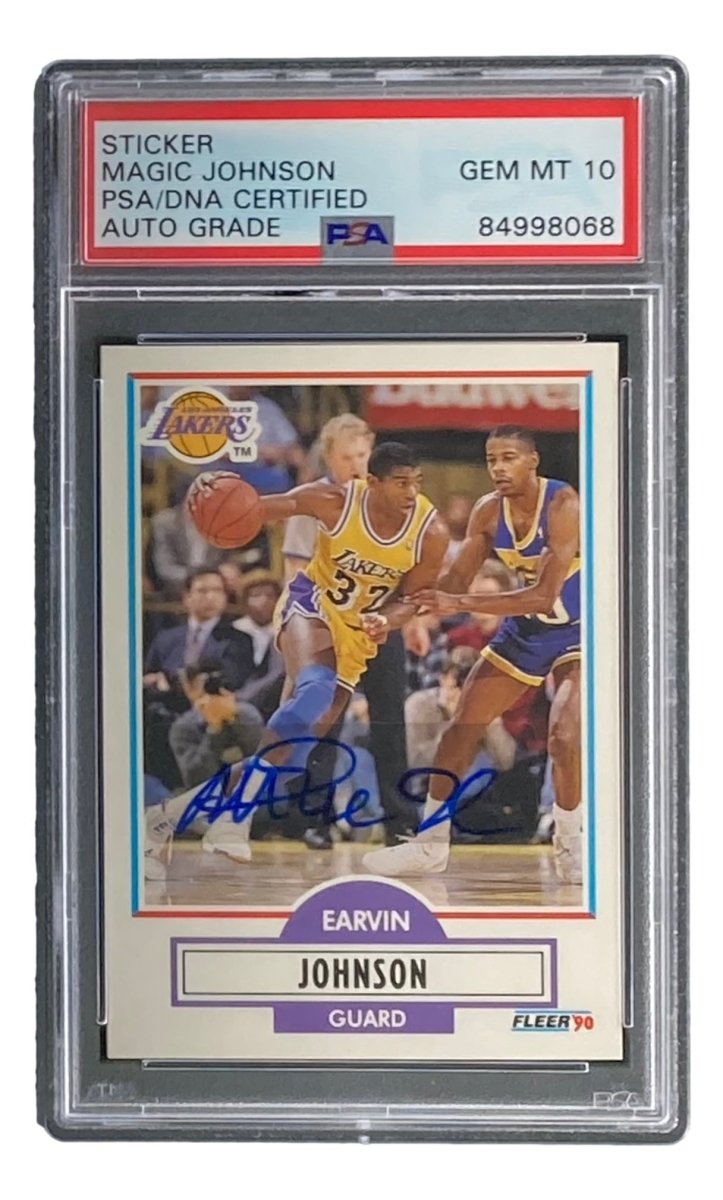 Magic Johnson Signed 1990 Fleer #93 LA Lakers Trading Card PSA/DNA Gem MT 10 - Perfect for NBA Memorabilia Collectors & Sports Fans Display