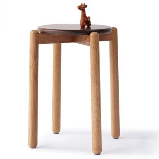 15.4x15.4x16.5 inch / 39x39x42.5сm / Natural wood color / oak round stool black walnut seat 4 pcs