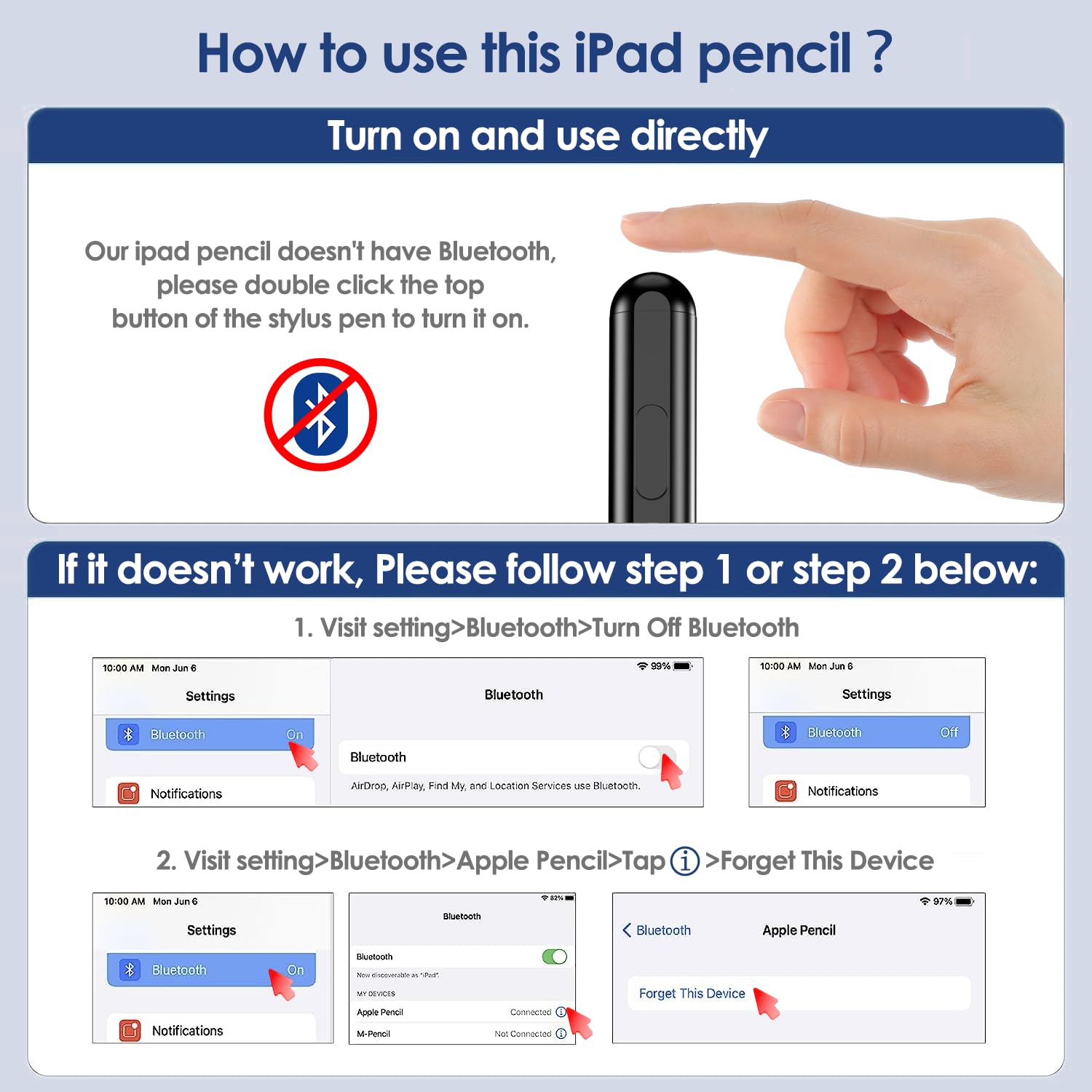 Apple Pencil 2nd Generation Stylus Pen - Fast Charging Compatible with iPad Pro M4, 12.9