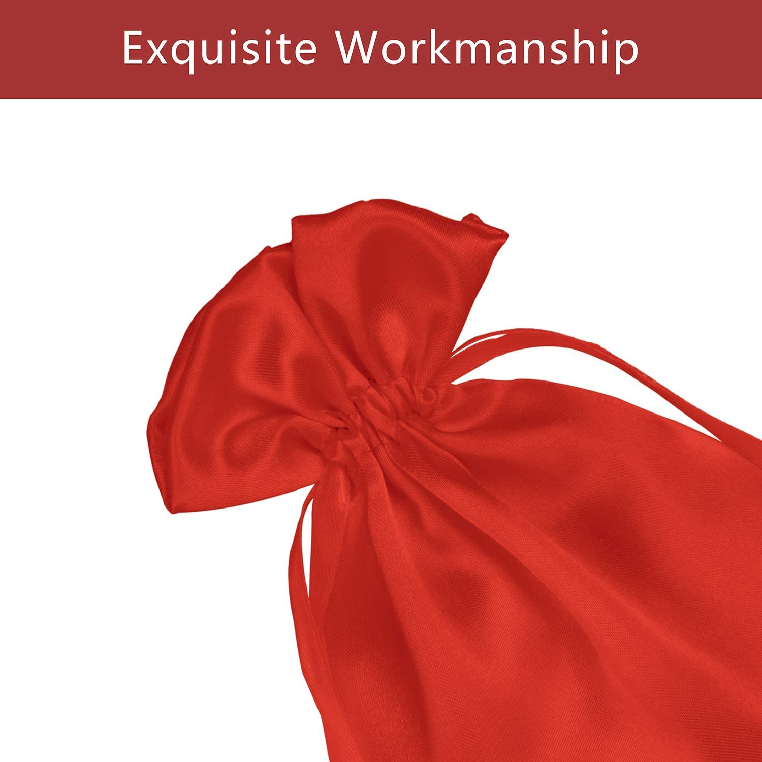 50 Pack 6x9.5 Inch Red Satin Drawstring Gift Bags - Small Jewelry Pouches, Wedding Favors, Baby Shower Party Favors - Perfect for Bridesmaid Gifts, Christmas Stocking Stuffers & Birthday Party Decorations