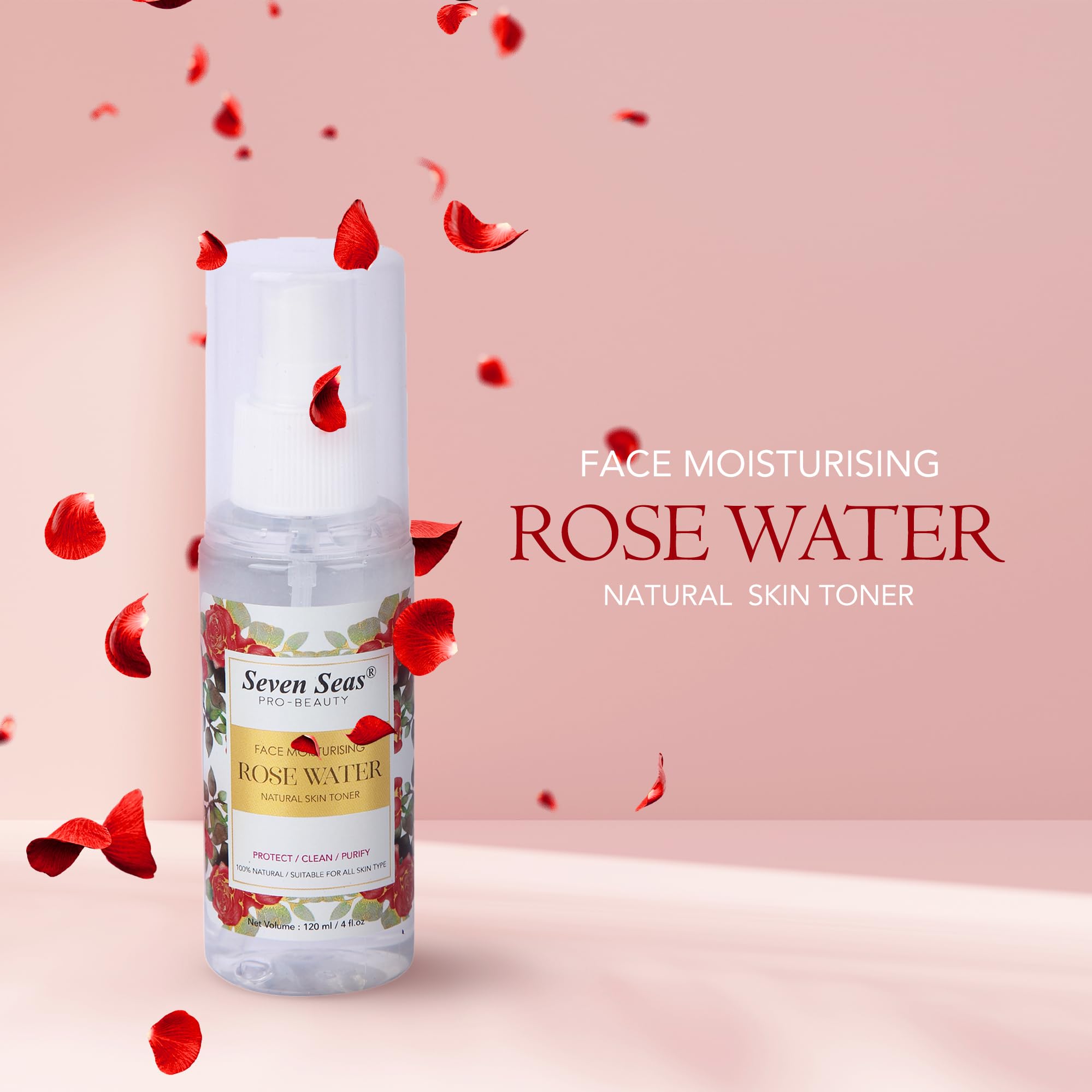 Seven Seas Rose Water Face Mist & Toner - Hydrating Facial Spray for Brighter Skin | Oil Control & Pore Refining | Perfect for Daily Skincare, Makeup Setting & On-the-Go Refreshment