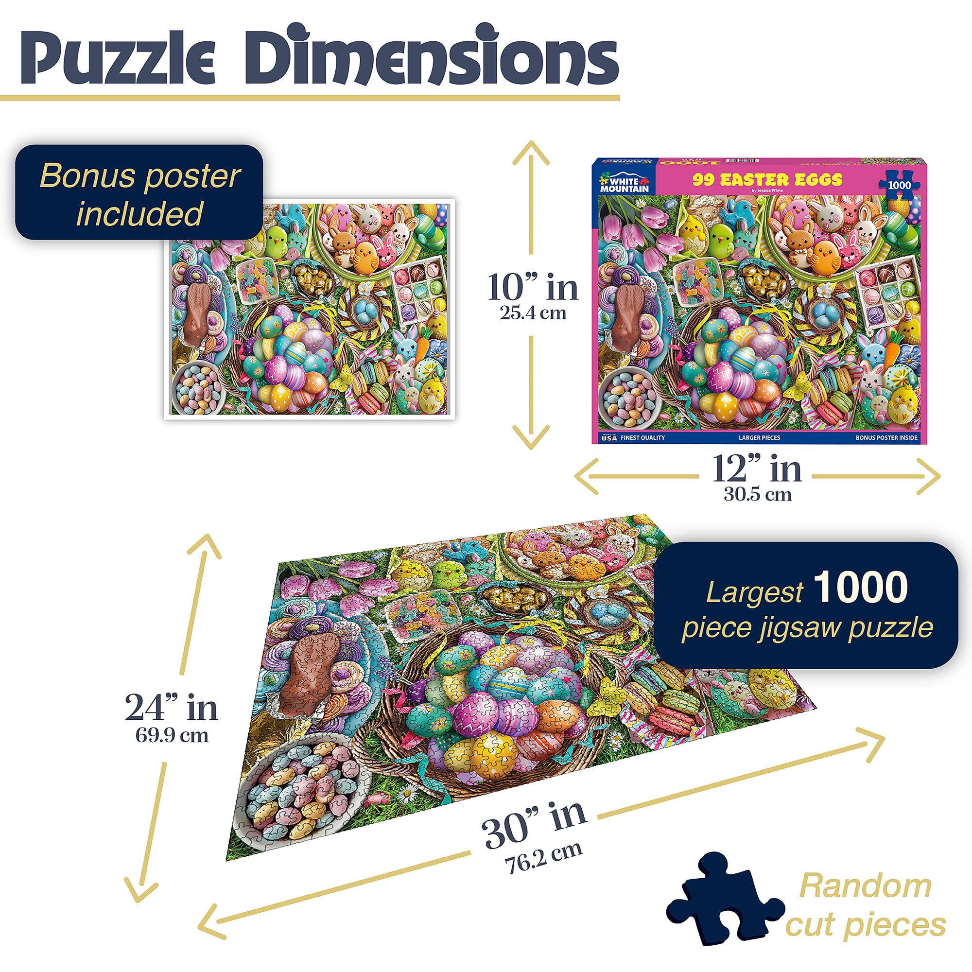 White Mountain Eggs Easter 1000-Piece Jigsaw Puzzle for Adults & Families – 24