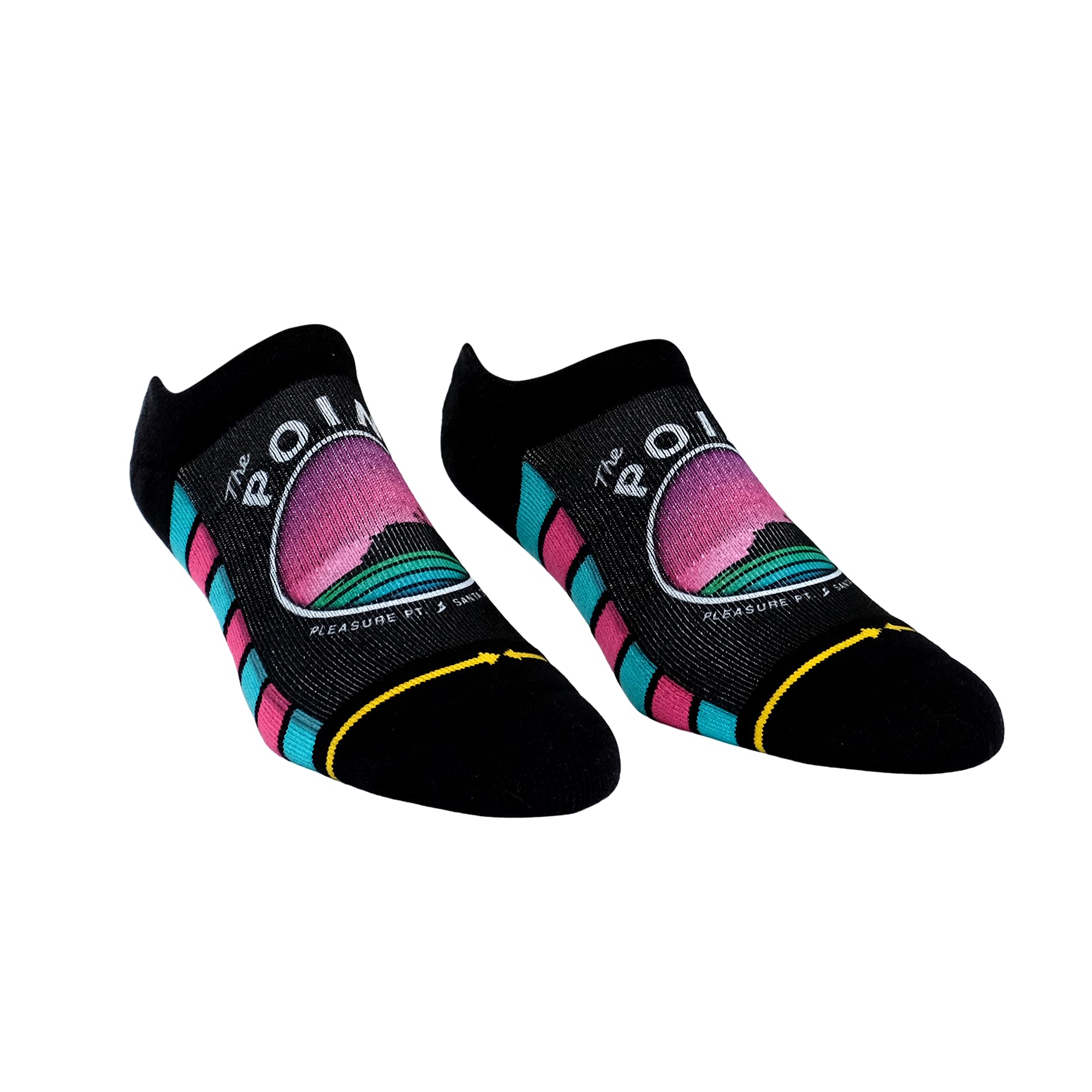 MERGE4 Slidertown The Point Pinkburst No Show Socks - Black Compression Ankle Socks for Men & Women - Comfortable Invisible Socks for Running, Sneakers & Casual Wear