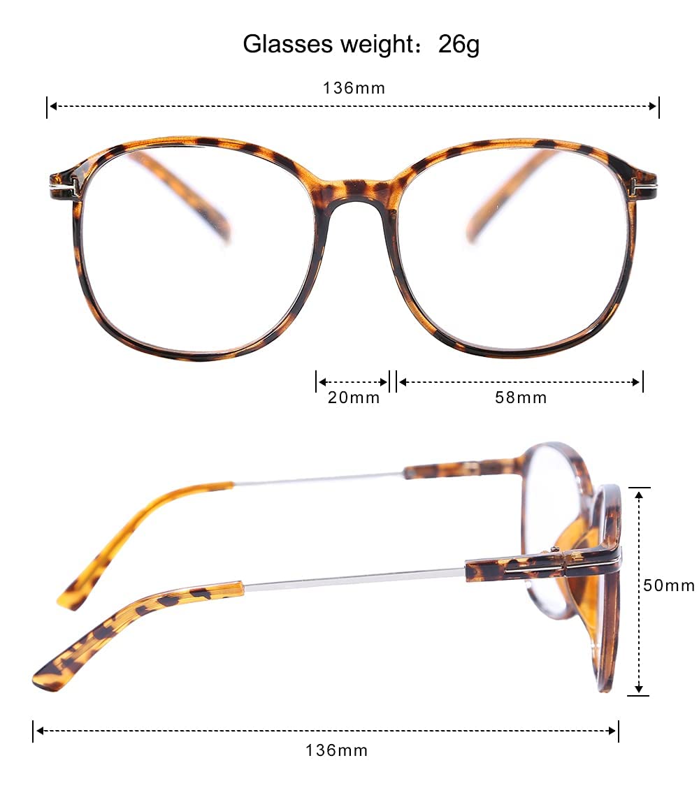 Stylish Iron Round Reading Glasses for Men & Women - Tortoiseshell Frame +1.00 Strength | Perfect for Reading, Office Work & Daily Use