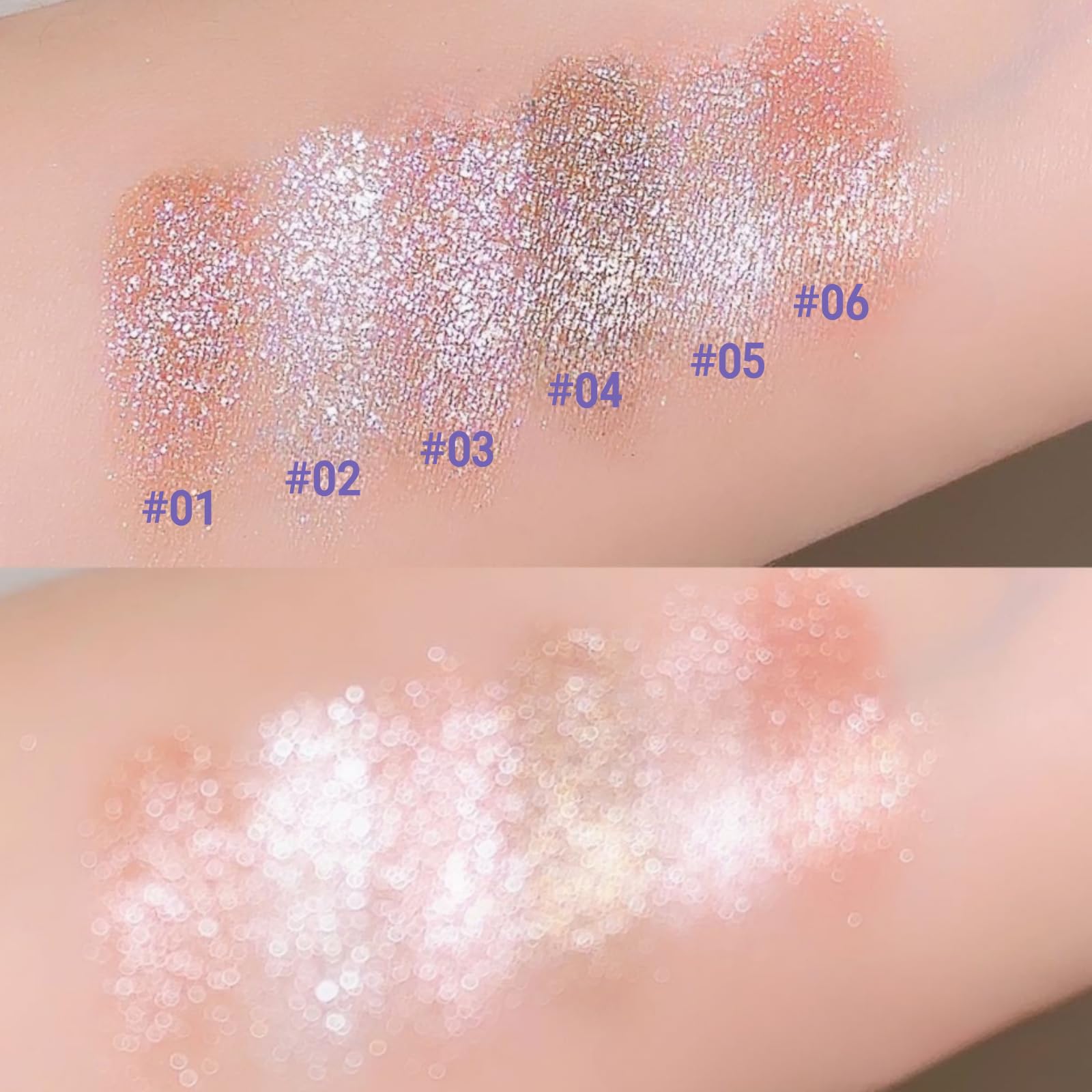 Shimmer Glitter Eyeshadow Palette - Korean Eye Glitter Makeup with Ultra-Blendable Sparkle in Silver, Champagne & Gold | Metallic Pigmented Single Shade for Party, Night Out & Special Occasion Makeup
