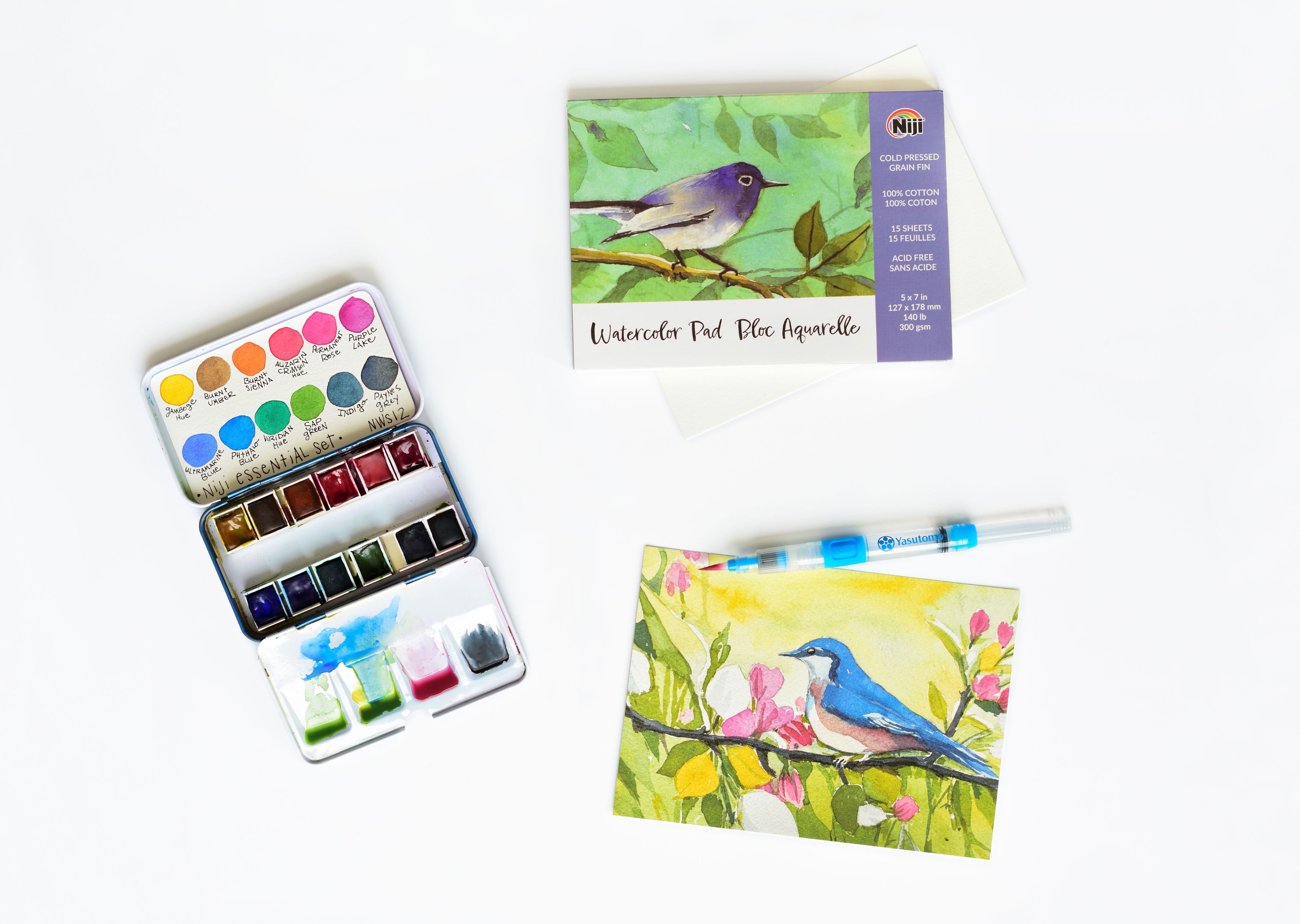 Niji Watercolor Essentials Kit - Professional Watercolor Painting Set for Artists & Beginners - Perfect for Sketching, Illustration & DIY Art Projects