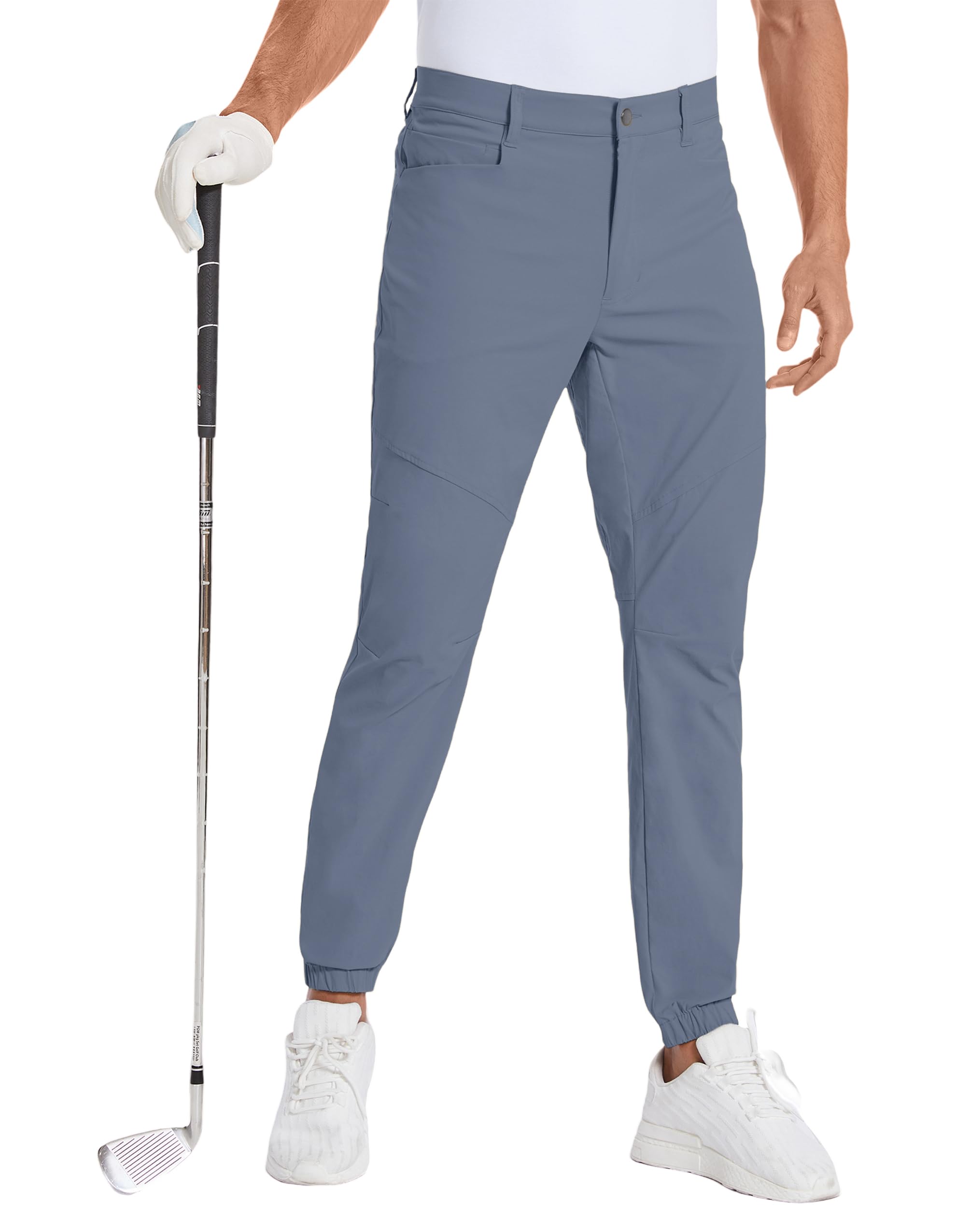 PULI Men's Stretch Golf Joggers Pants - Waterproof Slim Fit with 4 Pockets for Hiking, Casual, Travel & Work | Perfect for Outdoor Activities & Everyday Wear