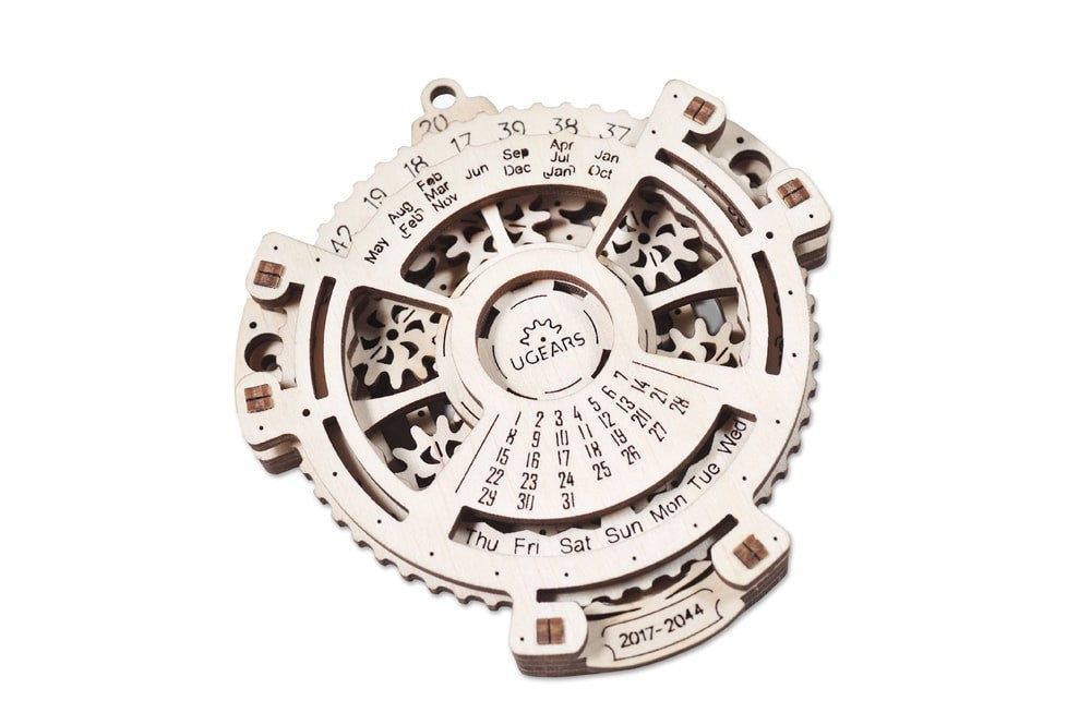 UGears Wooden Mechanical Date Navigator - DIY 3D Puzzle Calendar Kit for Home & Office Decor | Perfect Gift for Engineers & Puzzle Lovers