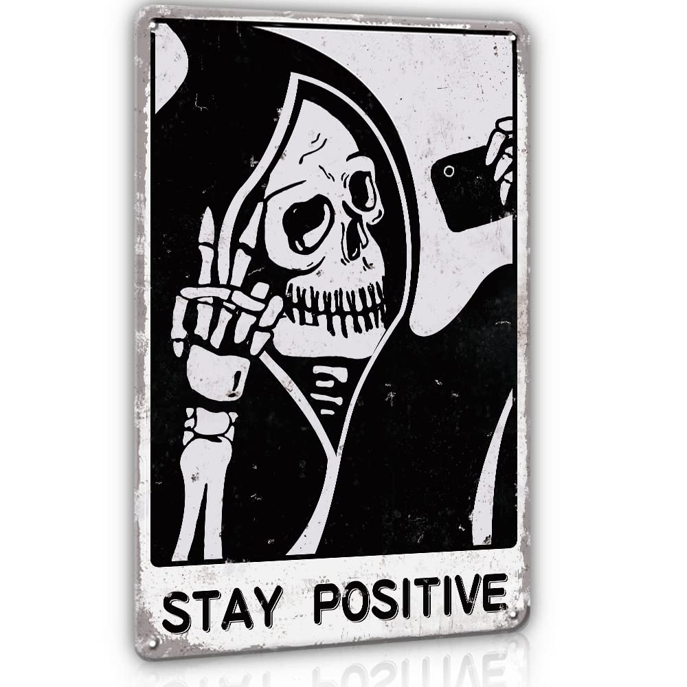 Gothic Metal Tin Signs - 12x8 Inch Skull Decor for Home & Office | Halloween & Christmas Gifts