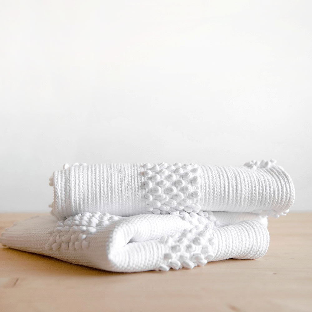 Premium Hand-Knotted Cotton Bath Mat - Soft, Absorbent & Non-Slip Square Bathroom Rug for Shower, Tub & Vanity Areas - Perfect for Modern & Cozy Home Decor