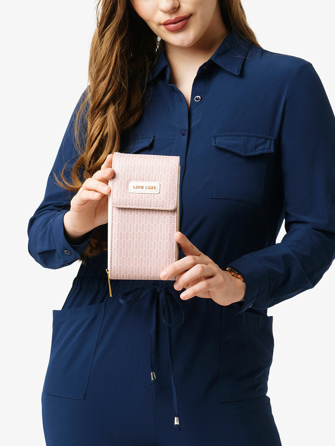 Lavie Luxe Ally Vertical Pink Large Women's Zip Sling Bag - Stylish Crossbody Purse for Work, Travel & Everyday Use