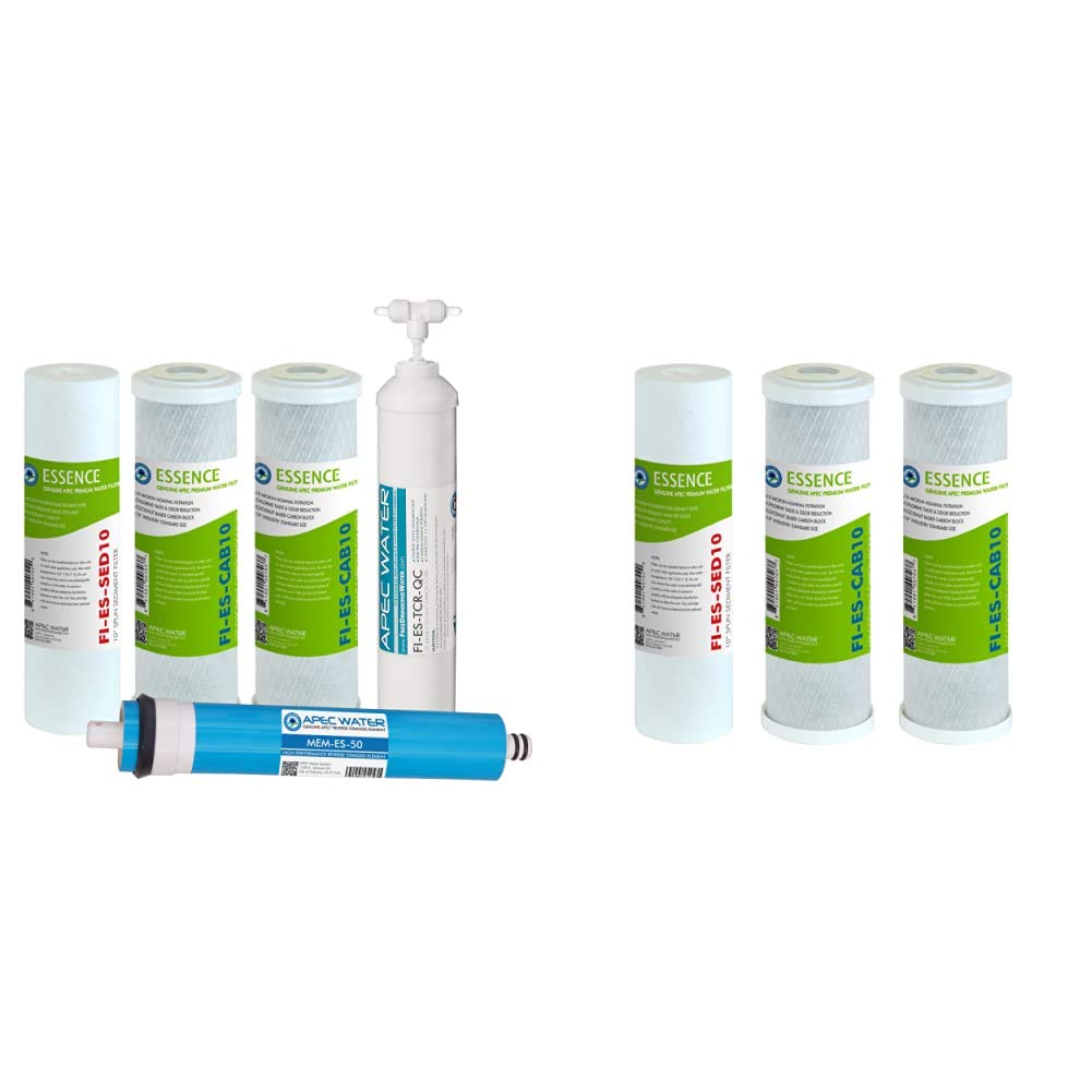APEC Water Systems FILTER-MAX-ES50 & FILTER-SET-ES High Capacity Replacement Pre-Filter Set for Essence Series RO Water Filtration System (Stages 1-3) - Compatible with Reverse Osmosis Systems, Improves Water Taste & Quality for Drinking, Cooking, and Ice Making