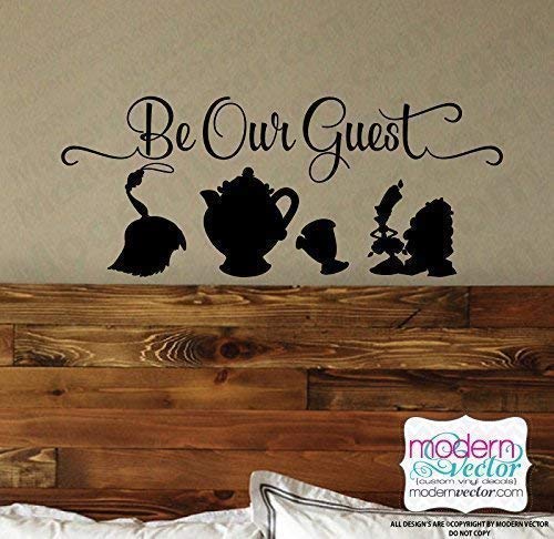 Be Our Guest Silhouette Wall Decal - Elegant Disney-Inspired Vinyl Sticker for Bedroom, Guest Room & Kitchen Decor - Perfect for Nursery, Living Room & Home Interior Design