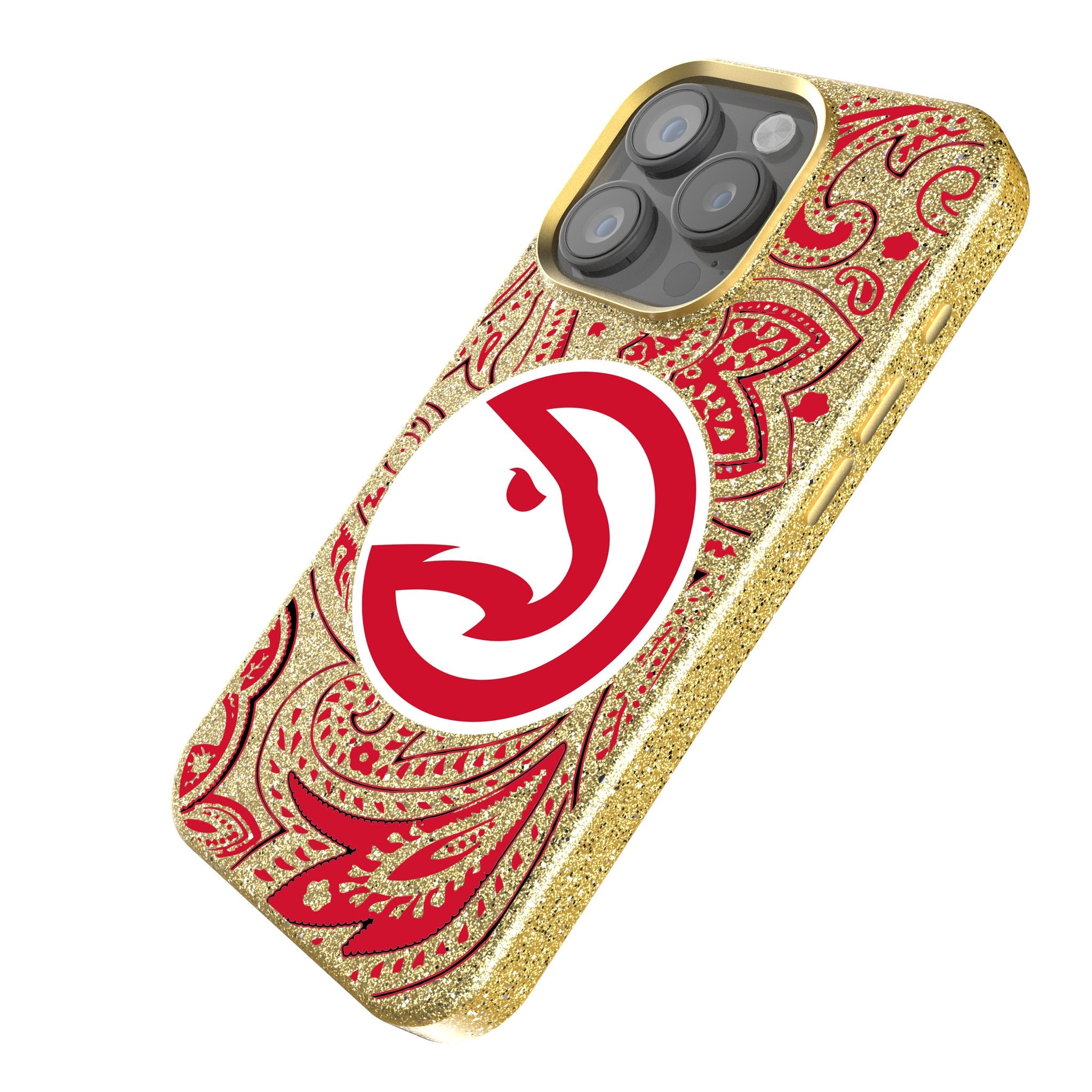 Atlanta Hawks Paisley Bling Rhinestone Phone Case for iPhone & Samsung - Stylish Protective Cover for Basketball Fans & Game Day Accessories