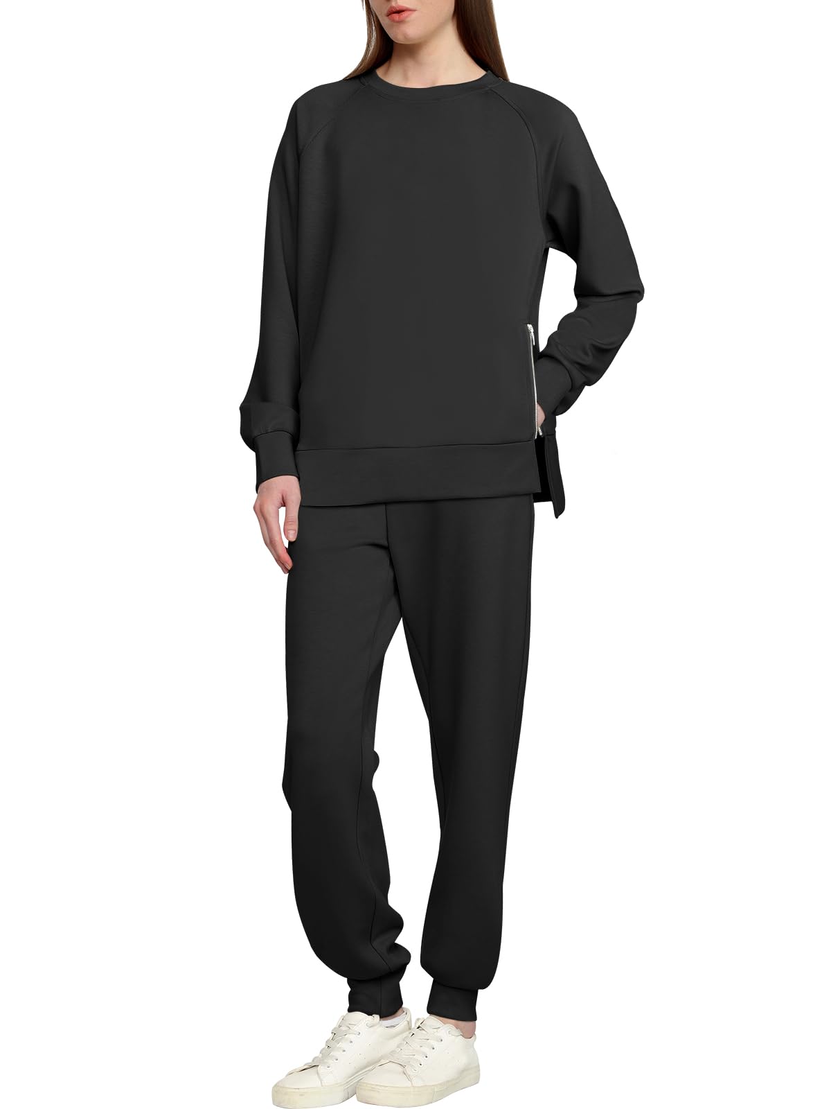 ANRABESS Women's 2-Piece Lounge Set - Fall Crewneck Sweatshirt & Jogger Sweatpants Matching Outfit, Casual Tracksuit for Home, Workout & Streetwear